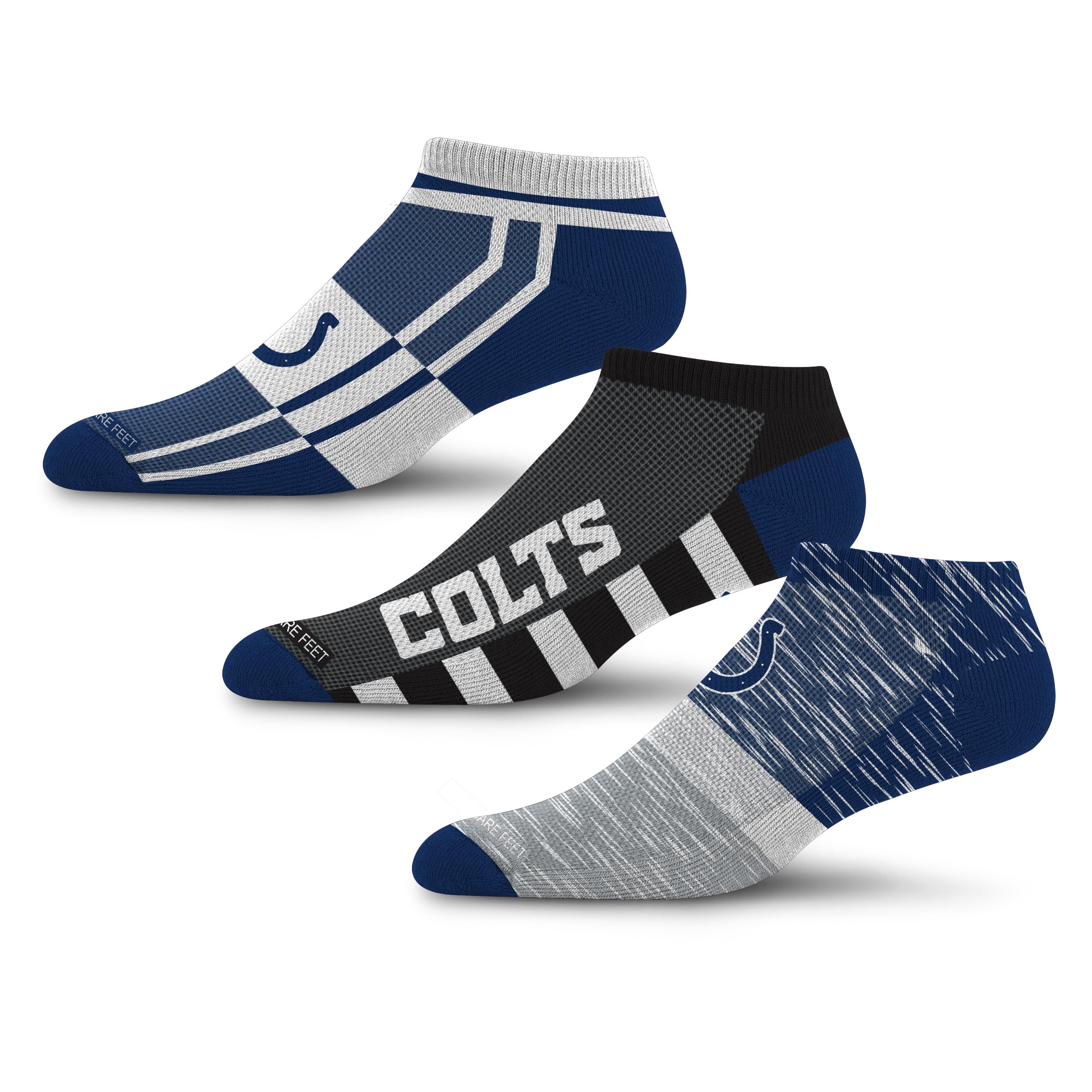 For Bare Feet NFL INDIANAPOLIS COLTS Stripe Stack 3 Pack Ankle Sock Team Colors Large - Sports Gifts, Sports Memorabilia, Sports Collectibles, Fan Shop