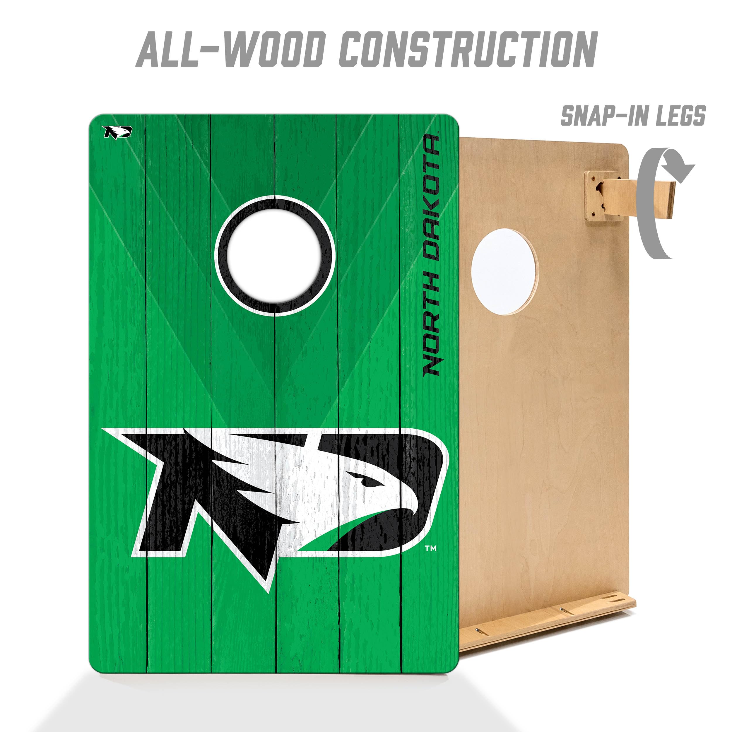 YouTheFan NCAA North Dakota Fighting Hawks 2’ x 3’ Wood Cornhole Game with Logo Bags - Sports Collectibles, Sports Memorabilia, Sports Fan Shop, Sports Gifts