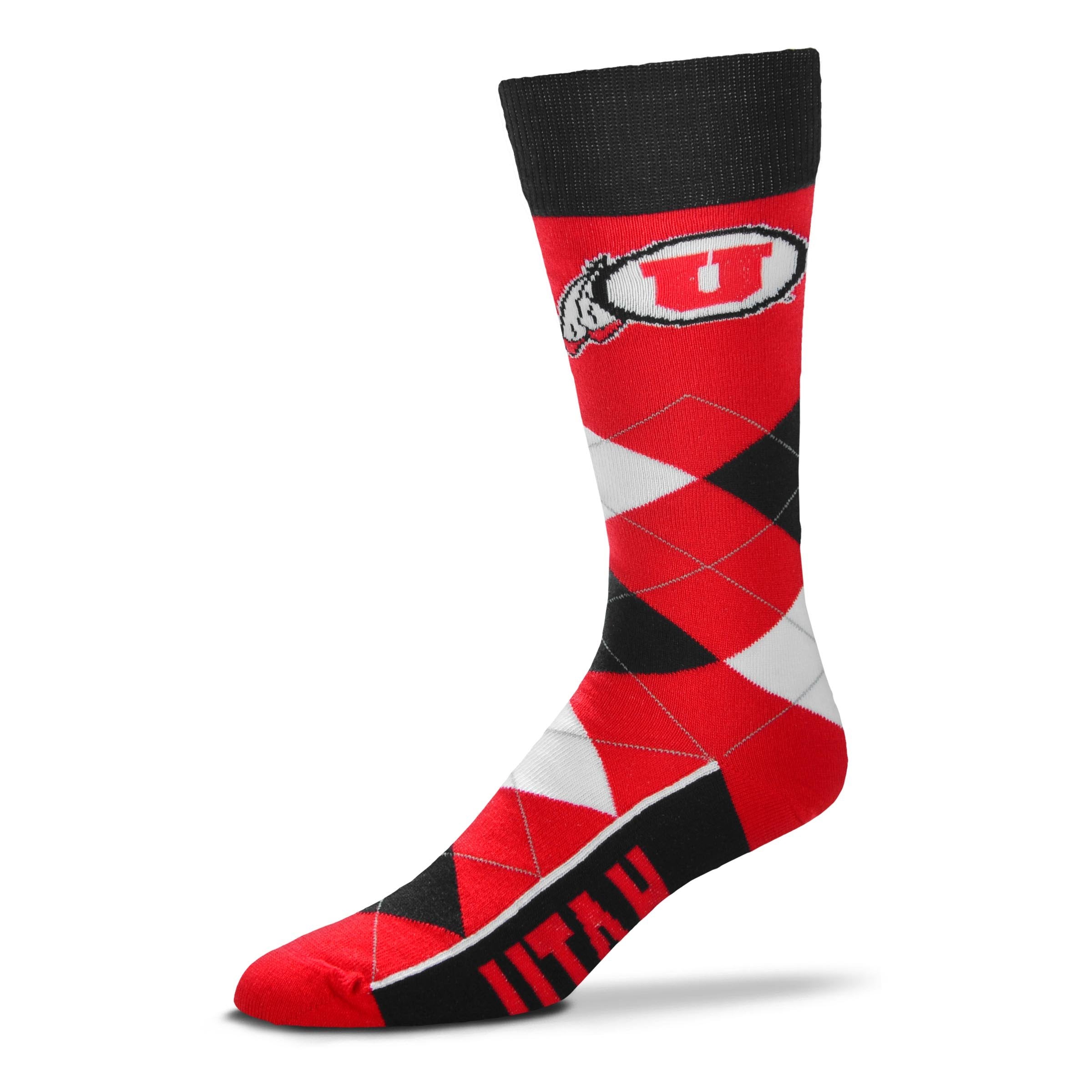 For Bare Feet NCAA Utah Utes Argyle Line Up Dress Sock Team Color OSFM - Sports Gifts, Sports Memorabilia, Sports Collectibles, Fan Shop