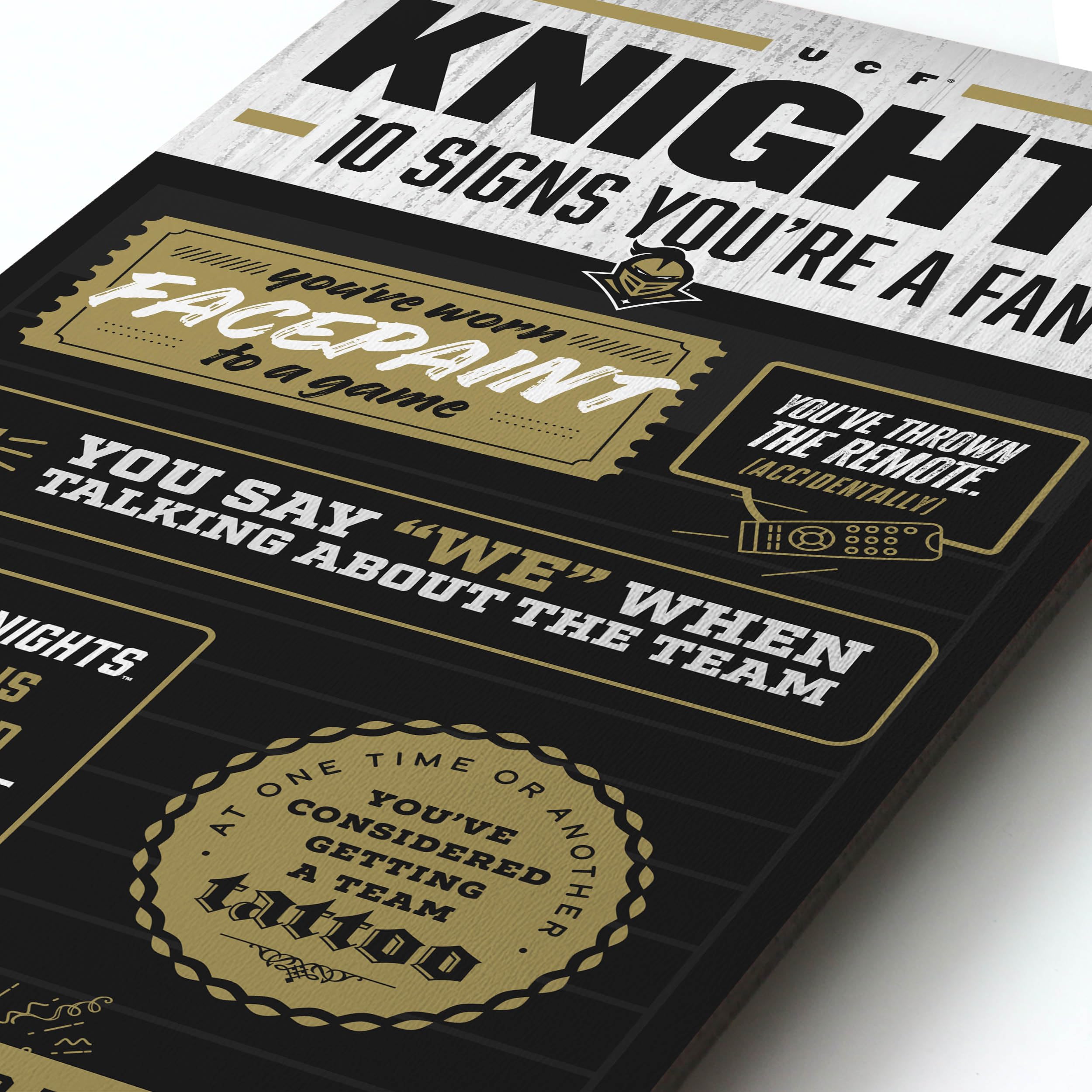 YouTheFan Officially-licensed NCAA Central Florida Knights 6x19 Top 10 Signs Banner - humorous descriptions - fun sports fan phrases, original design, indoor team wall decor fan gift - Sports Collectibles, Sports Memorabilia, Sports Fan Shop, Sports Gifts