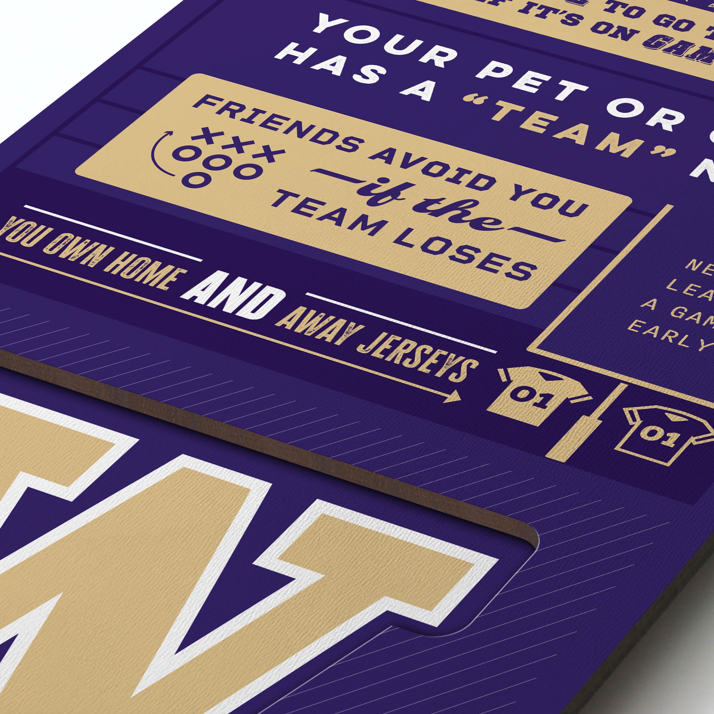 YouTheFan Officially-licensed NCAA Washington Huskies 6x19 Top 10 Signs Banner - humorous descriptions - fun sports fan phrases, original design, indoor team wall decor fan gift - Sports Collectibles, Sports Memorabilia, Sports Fan Shop, Sports Gifts