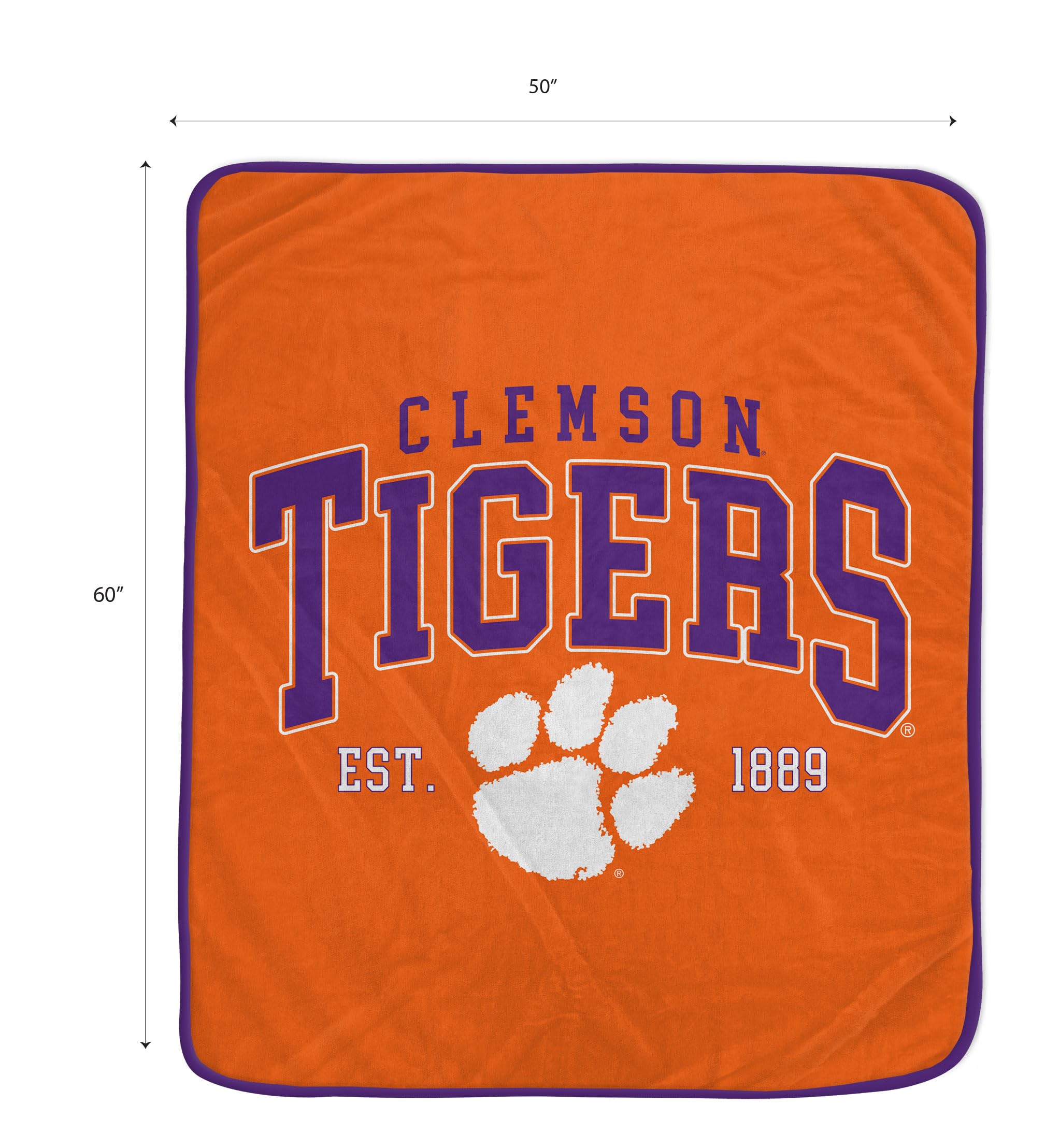 NCAA Clemson Tigers Vintage Arch Block Ultra Soft Blanket - Sports Gifts, Sports Memorabilia, Sports Collectibles, Fan Shop