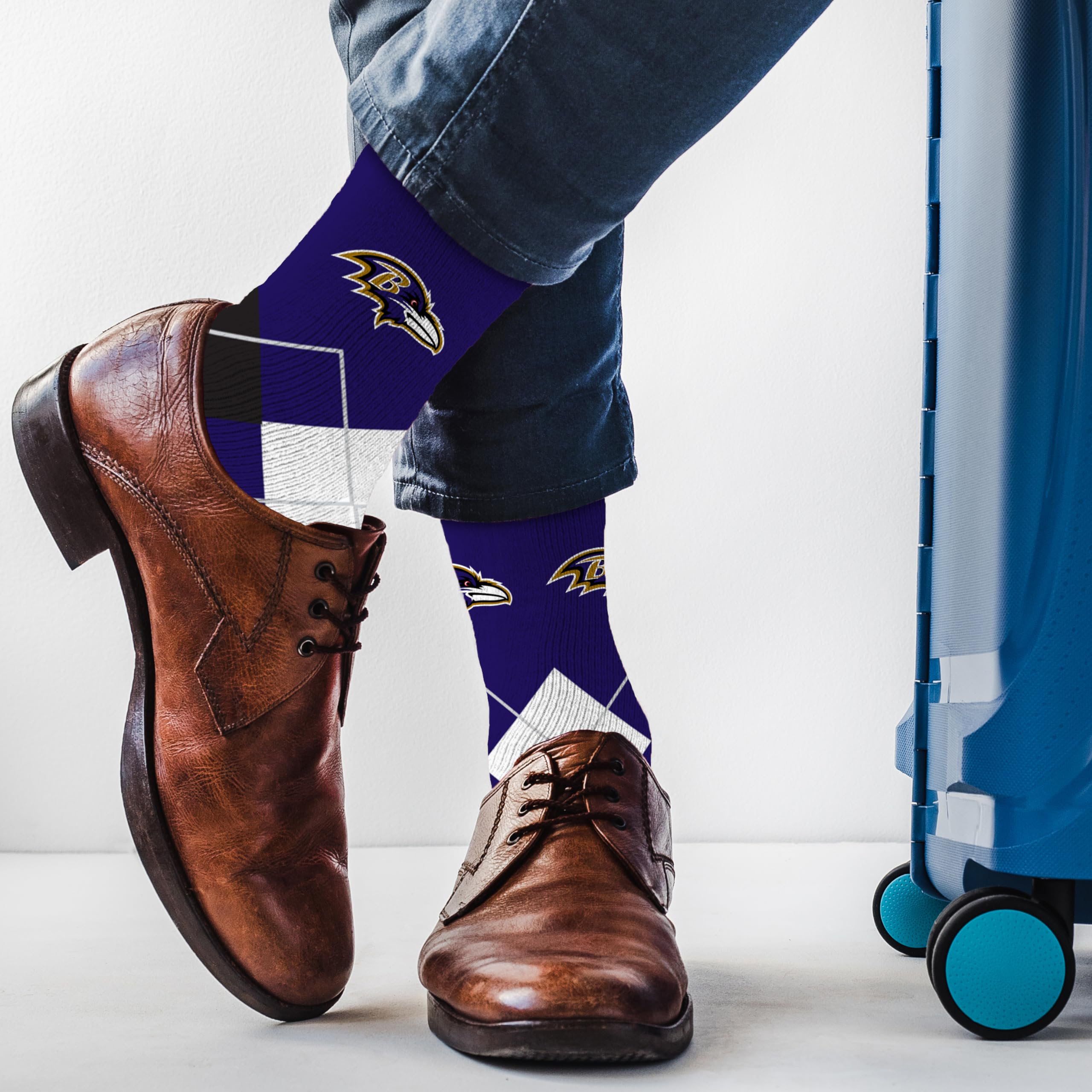 For Bare Feet NFL BALTIMORE RAVENS Argyle Remix Premium Dress Sock Team Color OSFM - Sports Gifts, Sports Memorabilia, Sports Collectibles, Fan Shop
