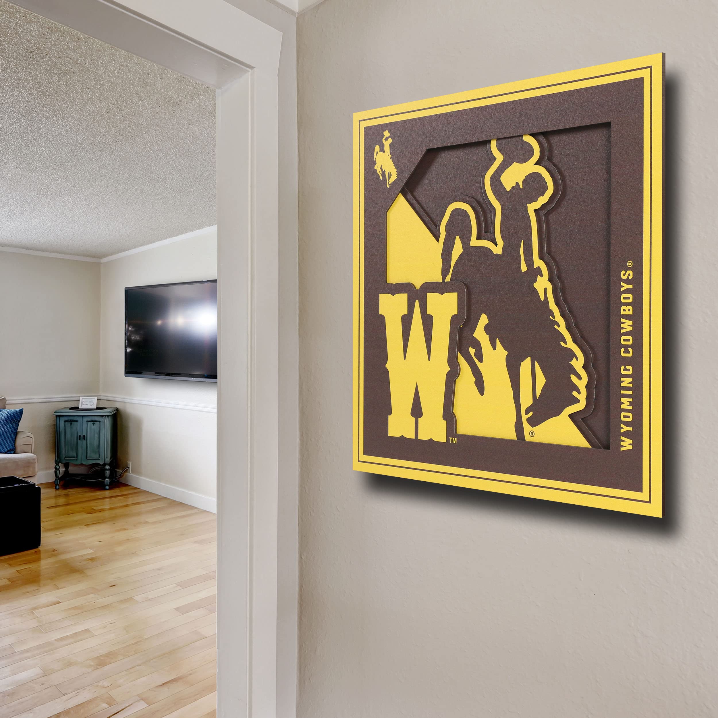 YouTheFan NCAA Wyoming Cowboys 3D Logo Series Wall Art - 12x12 - Sports Collectibles, Sports Memorabilia, Sports Fan Shop, Sports Gifts