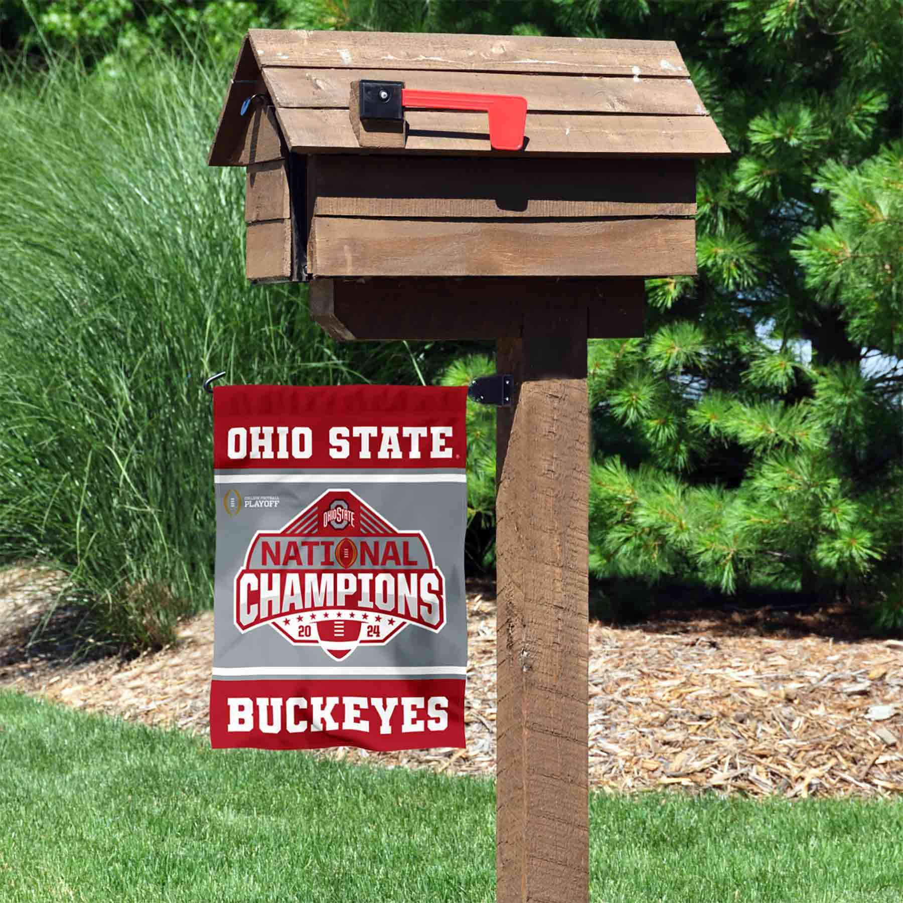 Ohio State Buckeyes 9 Time and 2024 National Champions Double Sided Garden Banner Flag - Sports Collectibles, Sports Memorabilia, Sports Fan Shop, Sports Gifts