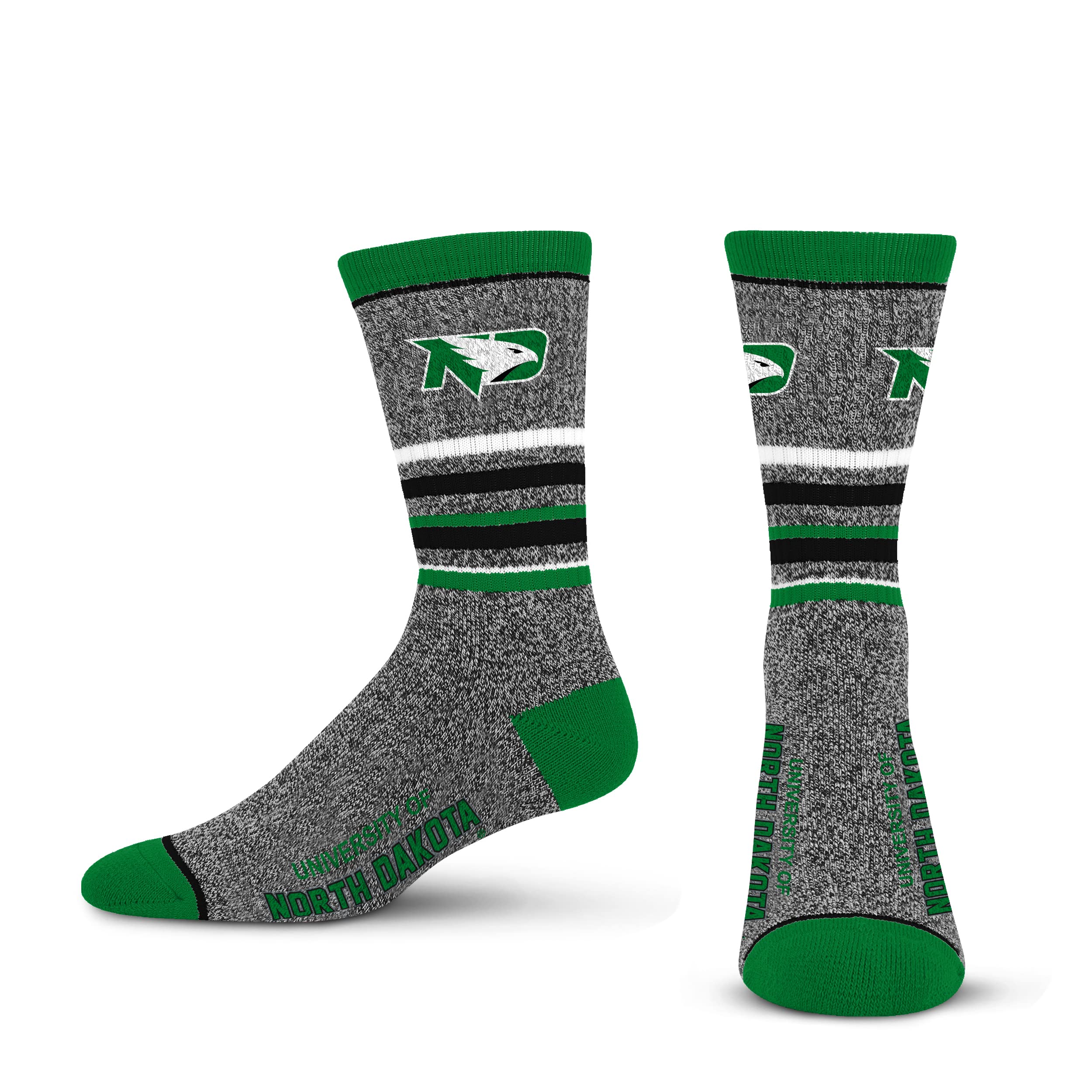 For Bare Feet Mens NCAA North Dakota Fighting Hawks 5 Star Crew Sock Marble Grey Large - Sports Gifts, Sports Memorabilia, Sports Collectibles, Fan Shop