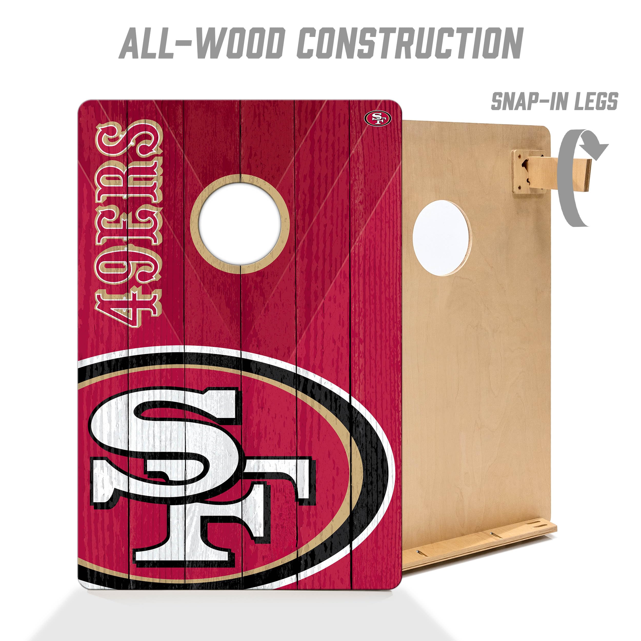 YouTheFan NFL San Francisco 49ers 2’ x 3’ Wood Cornhole Game with Logo Bags - Sports Collectibles, Sports Memorabilia, Sports Fan Shop, Sports Gifts