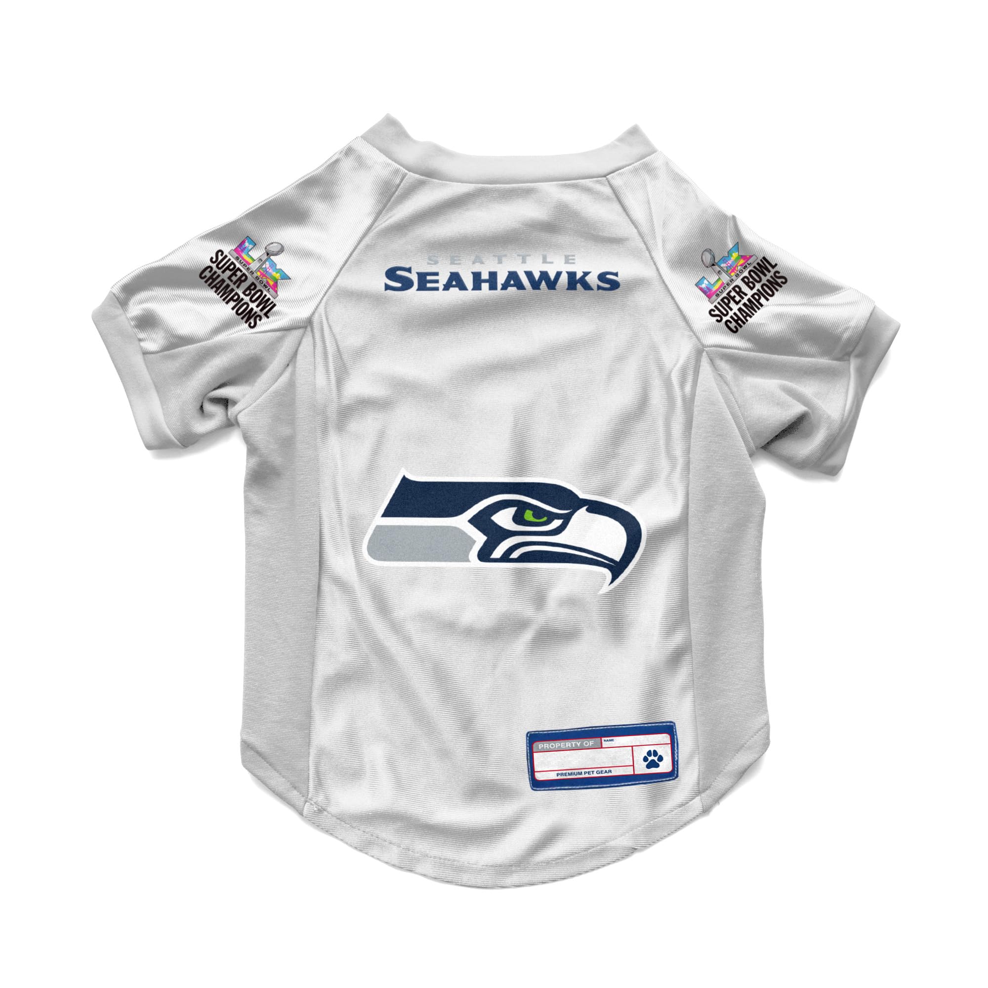 Littlearth NFL Super Bowl LX Champion Seattle Seahawks-Pet Stretch Jersey - Sports Gifts, Sports Memorabilia, Sports Collectibles, Fan Shop