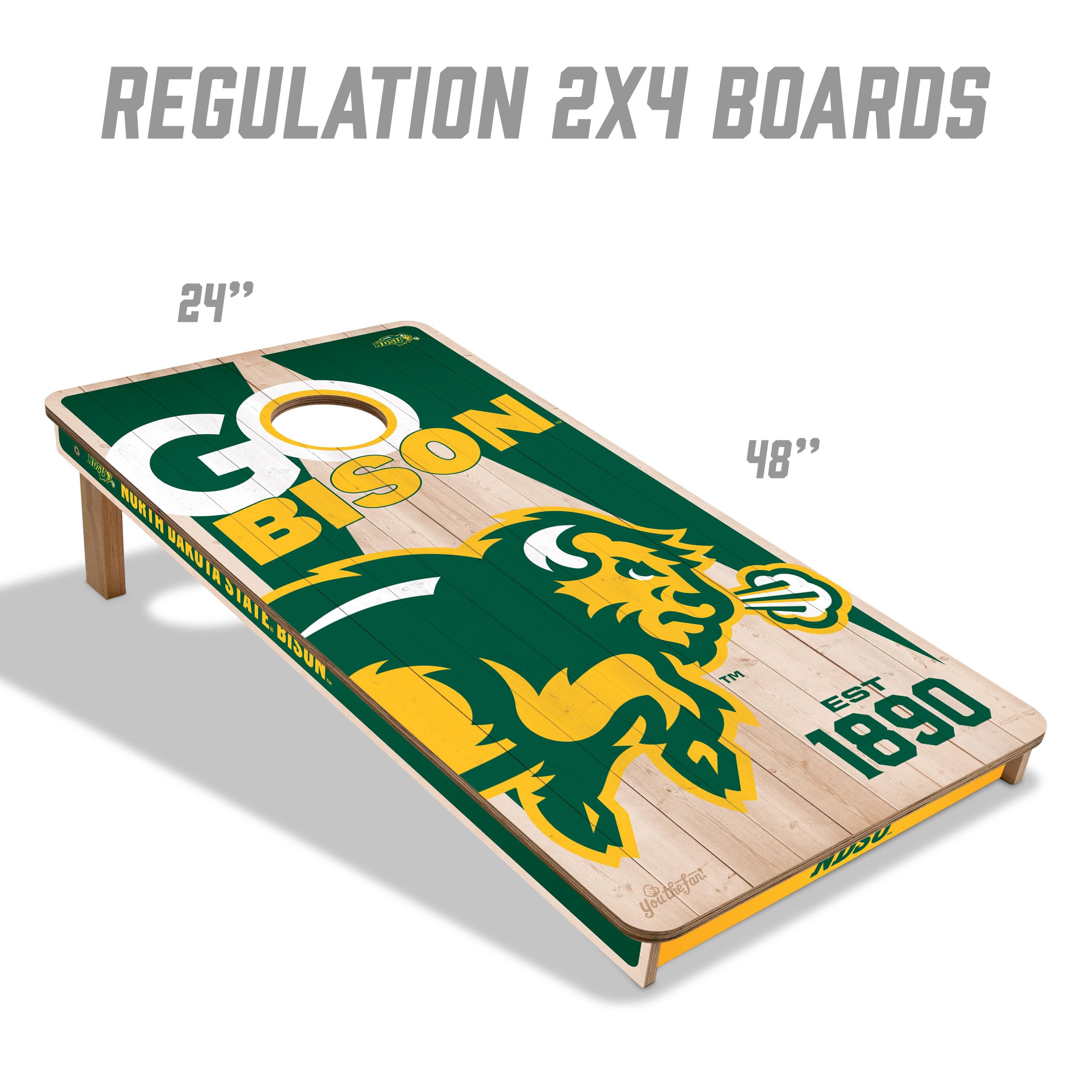 YouTheFan NCAA North Dakota State Bison 2’ x 4’ Professional Wood Cornhole Game with Logo Bags - Sports Collectibles, Sports Memorabilia, Sports Fan Shop, Sports Gifts