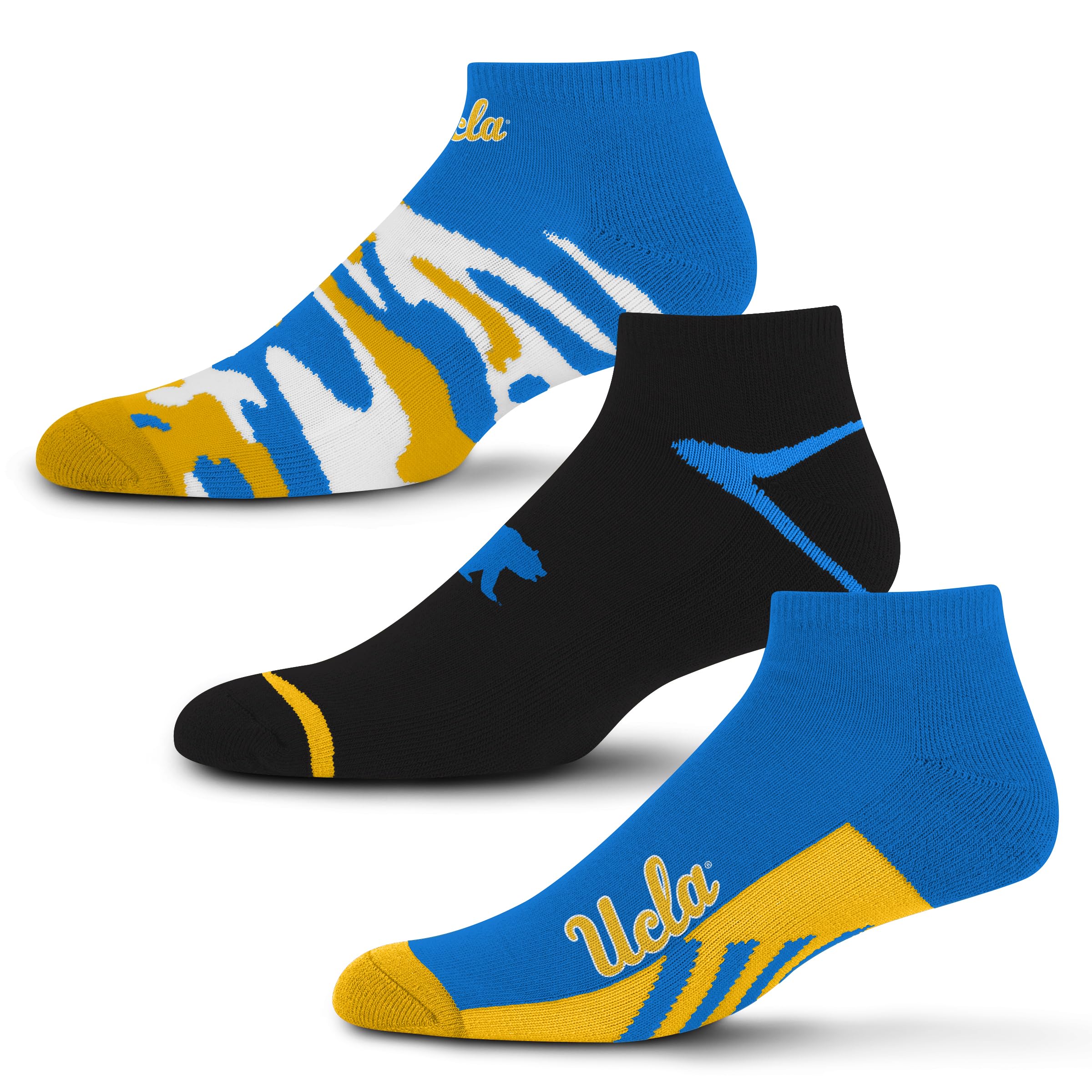 For Bare Feet NCAA UCLA Bruins CAMO BOOM 3 Pack Ankle Sock Team Colors Large - Sports Gifts, Sports Memorabilia, Sports Collectibles, Fan Shop