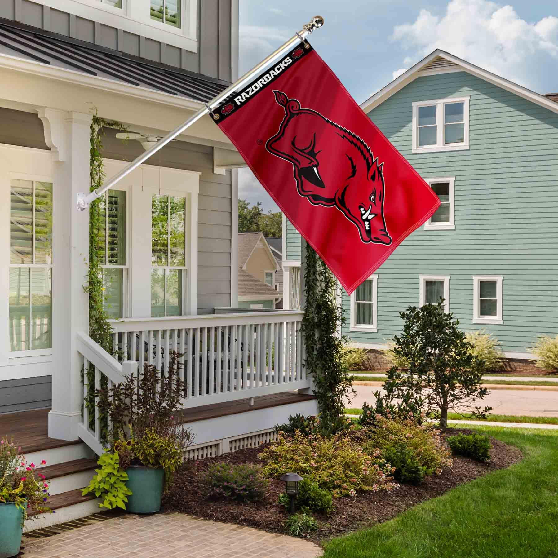 College Flags & Banners Co. Arkansas Razorbacks Printed Header 3x5 Foot Banner Flag - Sports Collectibles, Sports Memorabilia, Sports Fan Shop, Sports Gifts