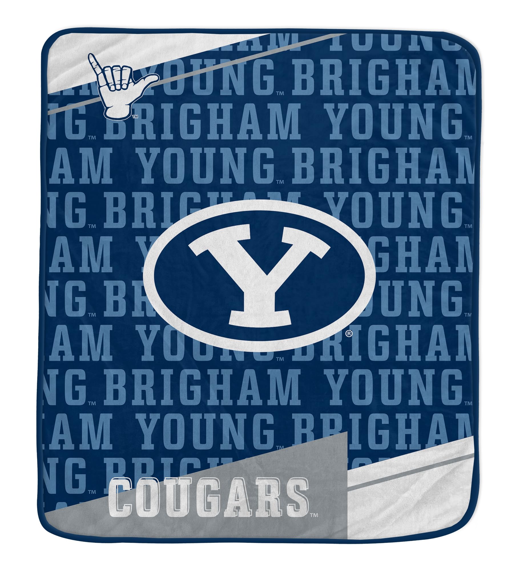 Pegasus Sports NCAA BYU Cougars Diagonal Ghost Ultra Soft Blanket - Sports Gifts, Sports Memorabilia, Sports Collectibles, Fan Shop