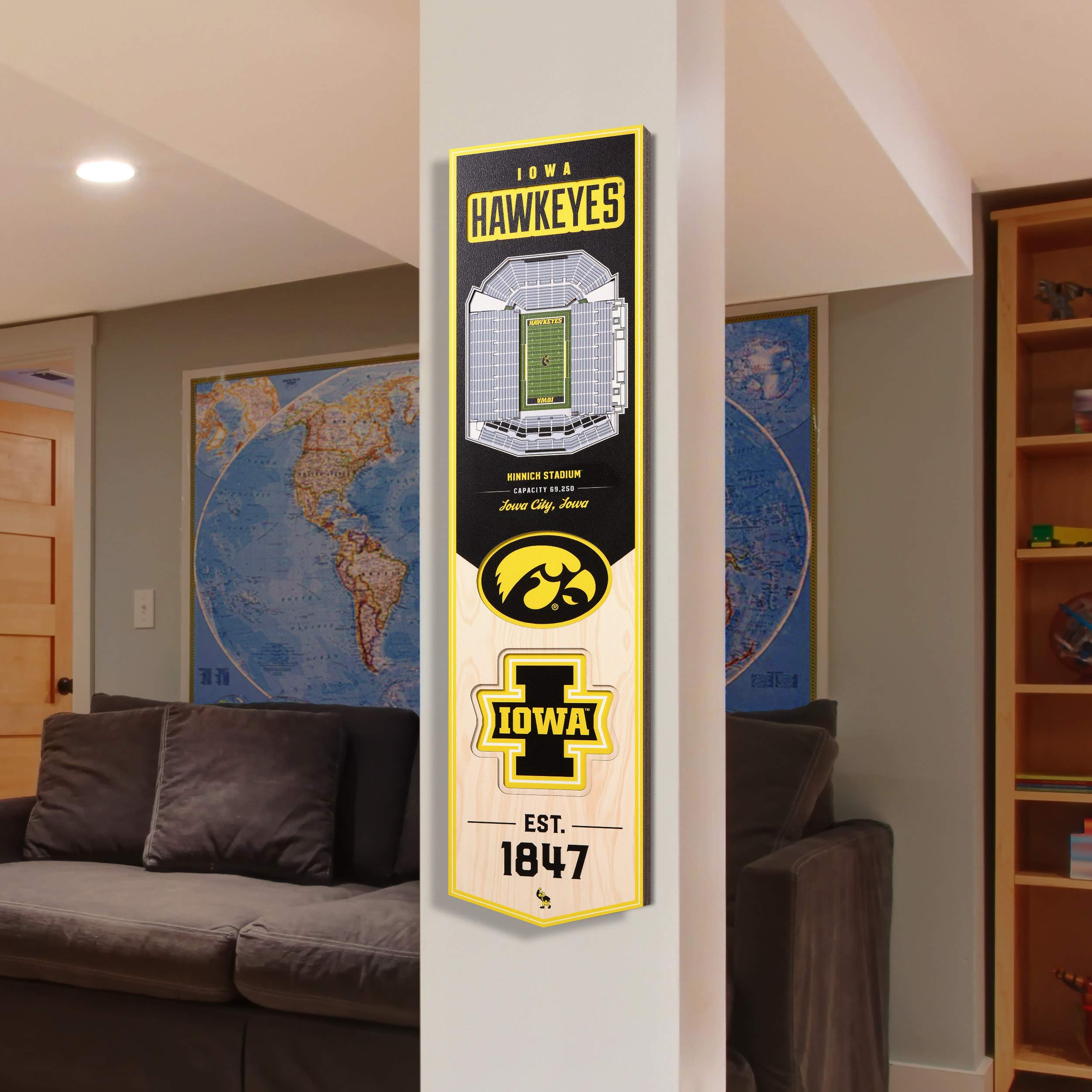 YouTheFan NCAA Iowa Hawkeyes 3D Stadium 8x32 Banner - Kinnick Stadium - Sports Collectibles, Sports Memorabilia, Sports Fan Shop, Sports Gifts