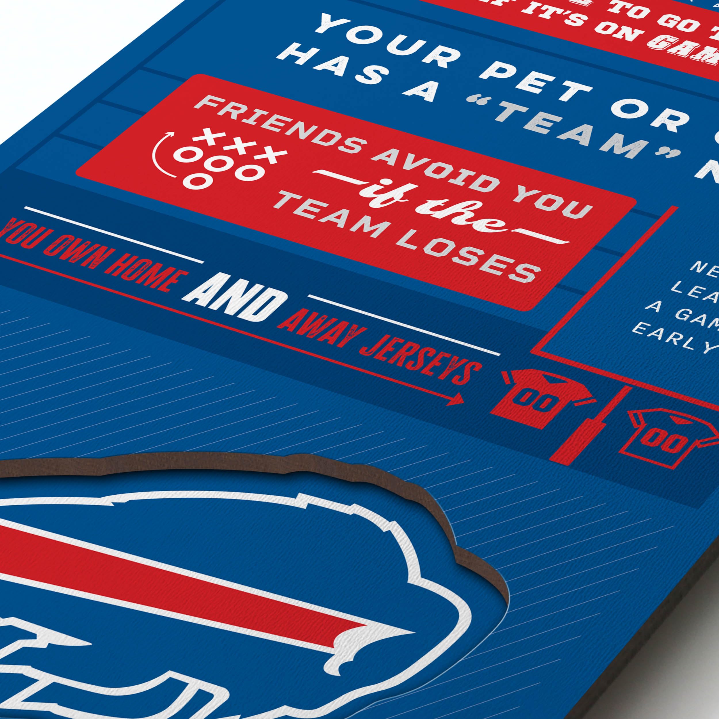 YouTheFan Officially-licensed NFL Buffalo Bills 6x19 Top 10 Signs Banner - humorous descriptions - fun sports fan phrases, original design, indoor team wall decor fan gift - Sports Collectibles, Sports Memorabilia, Sports Fan Shop, Sports Gifts