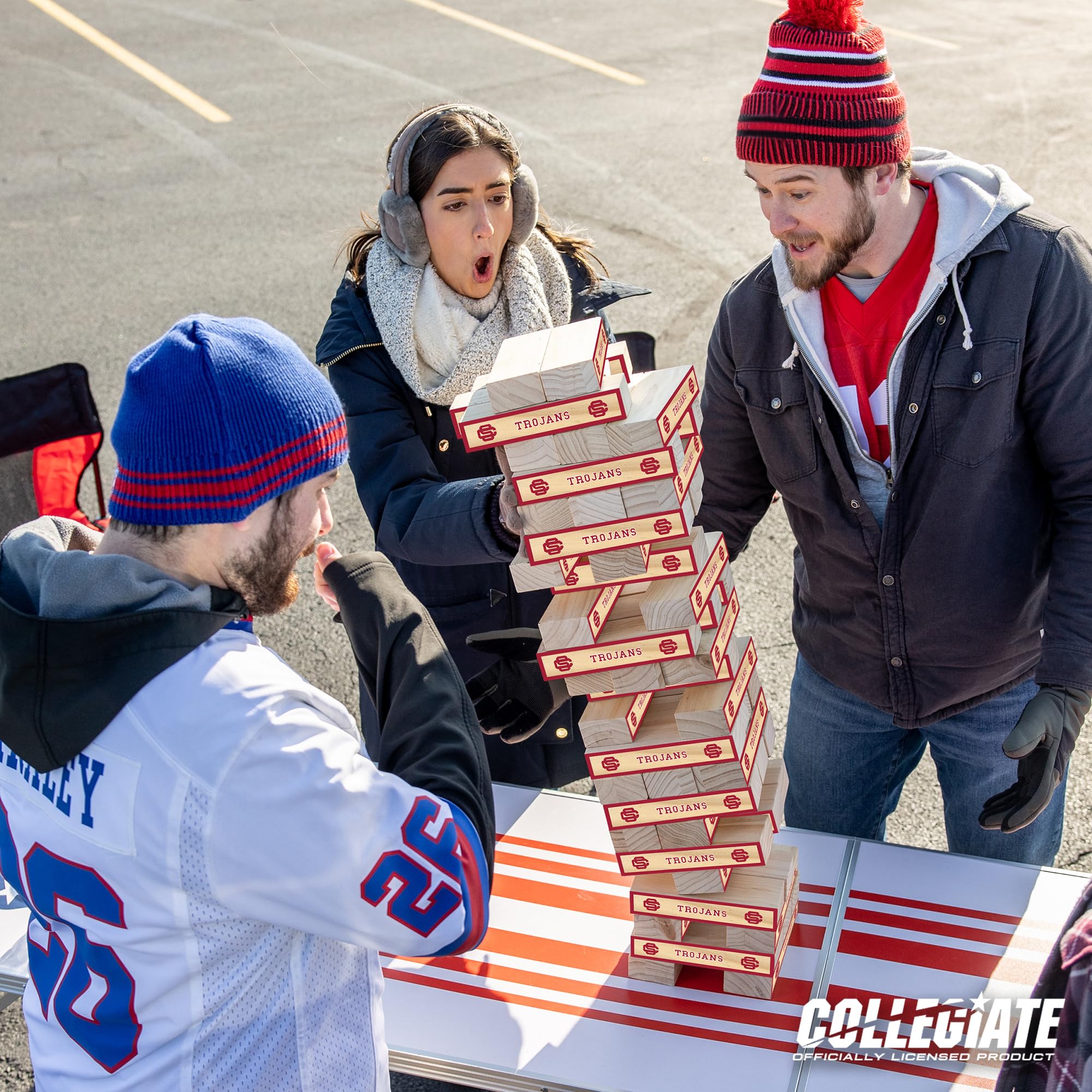 Wild Sports NCAA USC Trojans Giant Stacking Wooden Blocks – Tumbling Tower Classic Family Game Stacks Over 5 ft. High – Great Gift for Any College Football Fan! - Sports Collectibles, Sports Memorabilia, Sports Fan Shop, Sports Gifts