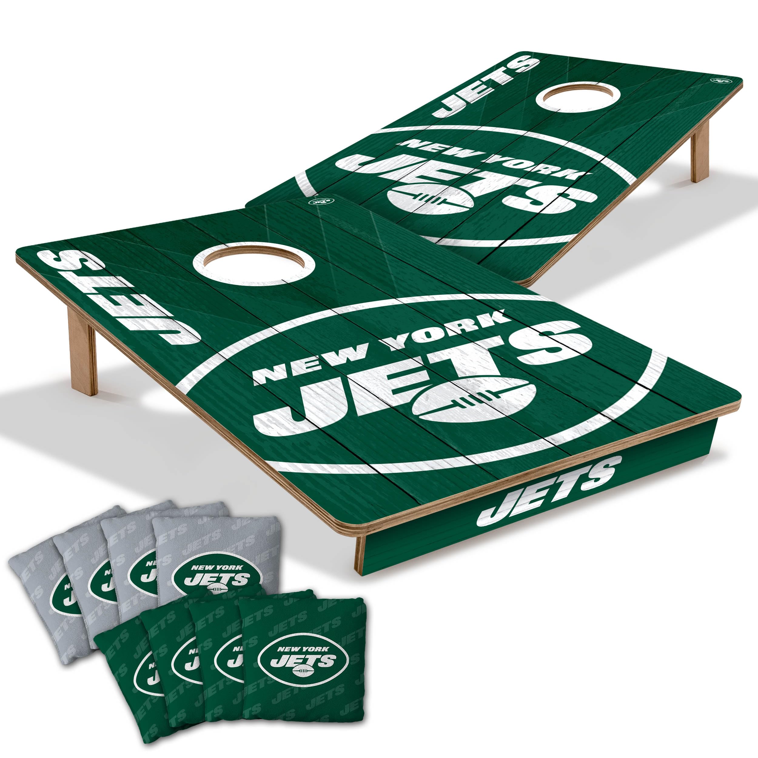 YouTheFan NFL New York Jets 2’ x 3’ Wood Cornhole Game with Logo Bags - Sports Collectibles, Sports Memorabilia, Sports Fan Shop, Sports Gifts
