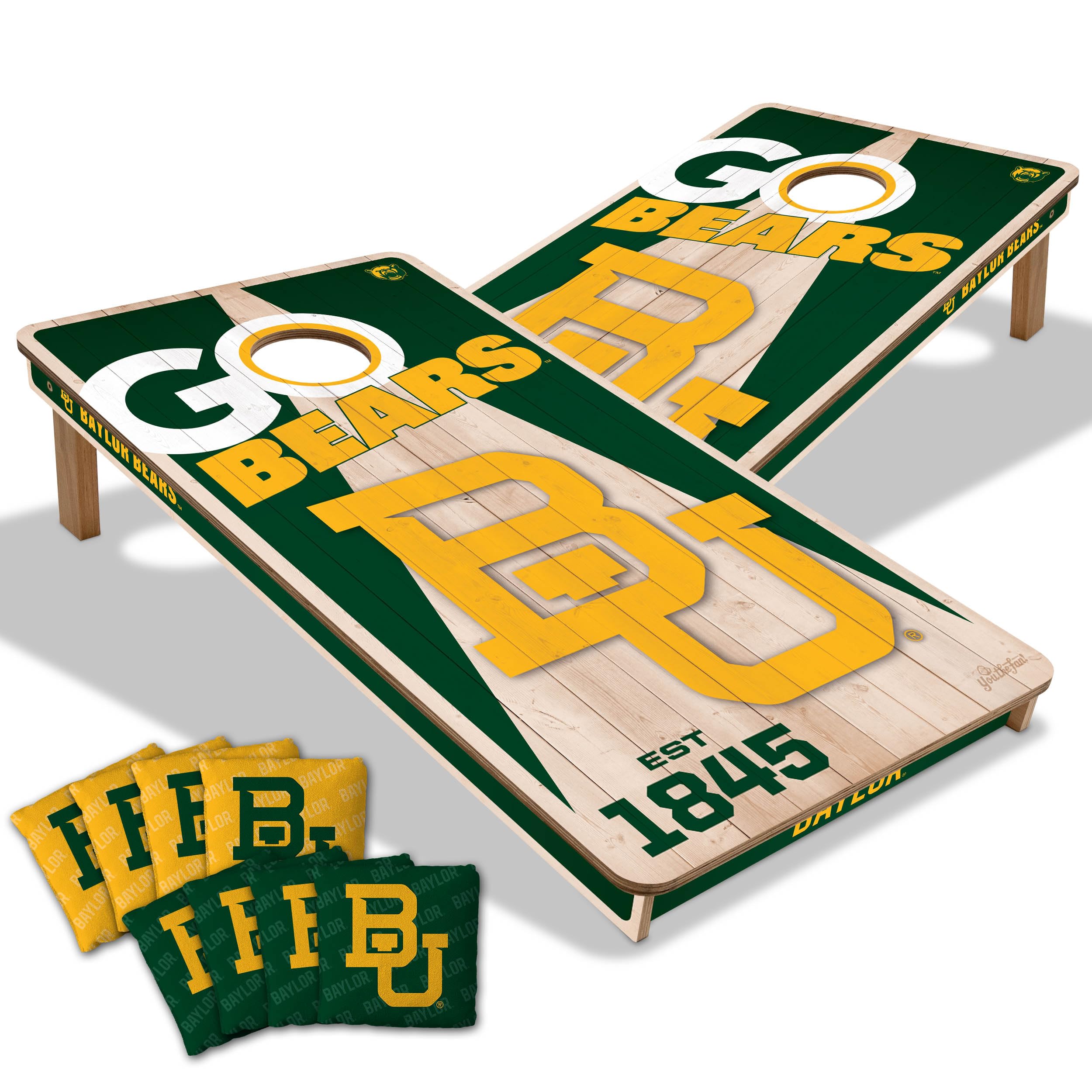 YouTheFan NCAA Baylor Bears 2’ x 4’ Professional Wood Cornhole Game with Logo Bags - Sports Collectibles, Sports Memorabilia, Sports Fan Shop, Sports Gifts