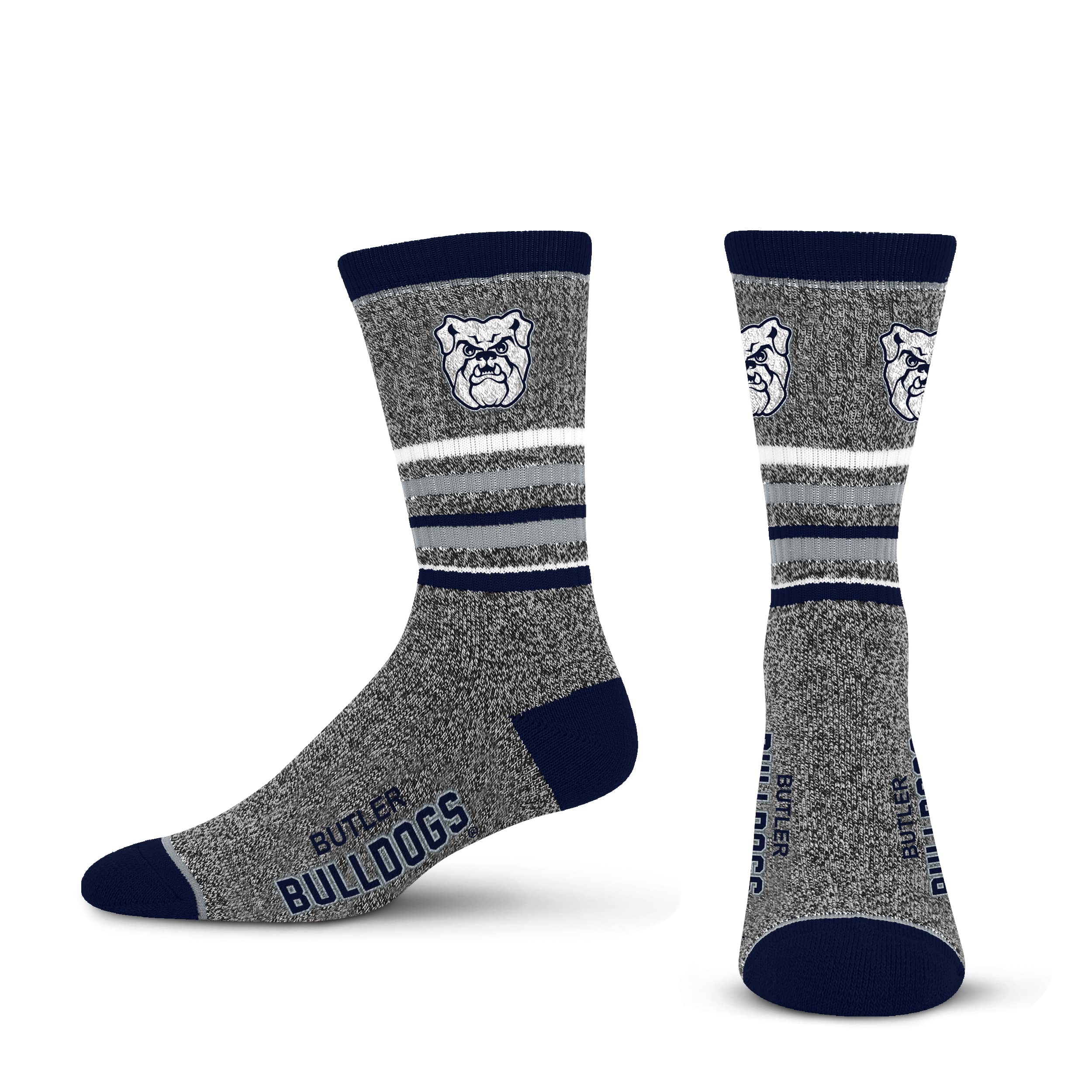 For Bare Feet Mens NCAA Butler Bulldogs 5 Star Crew Sock Marble Grey Large - Sports Gifts, Sports Memorabilia, Sports Collectibles, Fan Shop