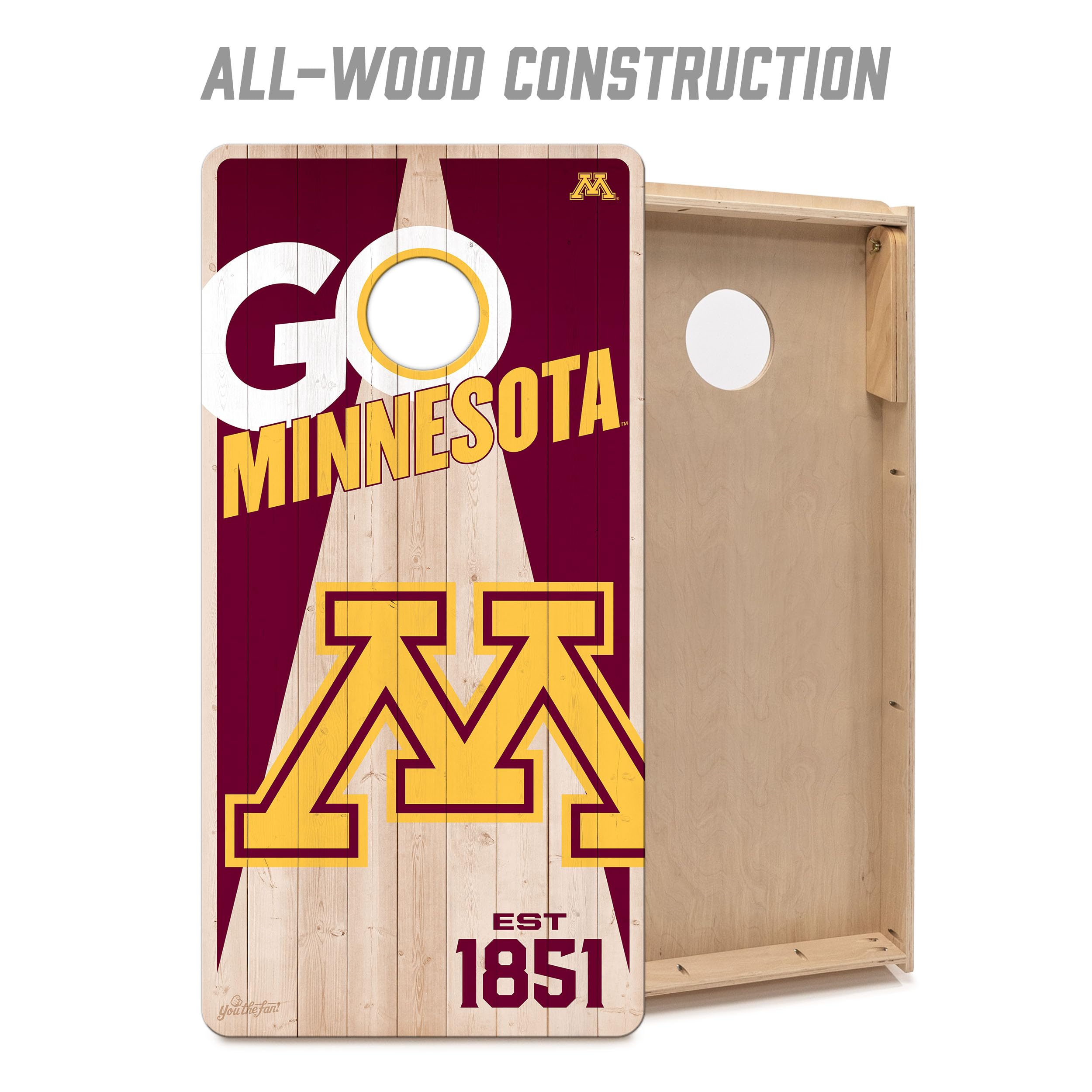 YouTheFan NCAA Minnesota Golden Gophers 2’ x 4’ Professional Wood Cornhole Game with Logo Bags - Sports Collectibles, Sports Memorabilia, Sports Fan Shop, Sports Gifts