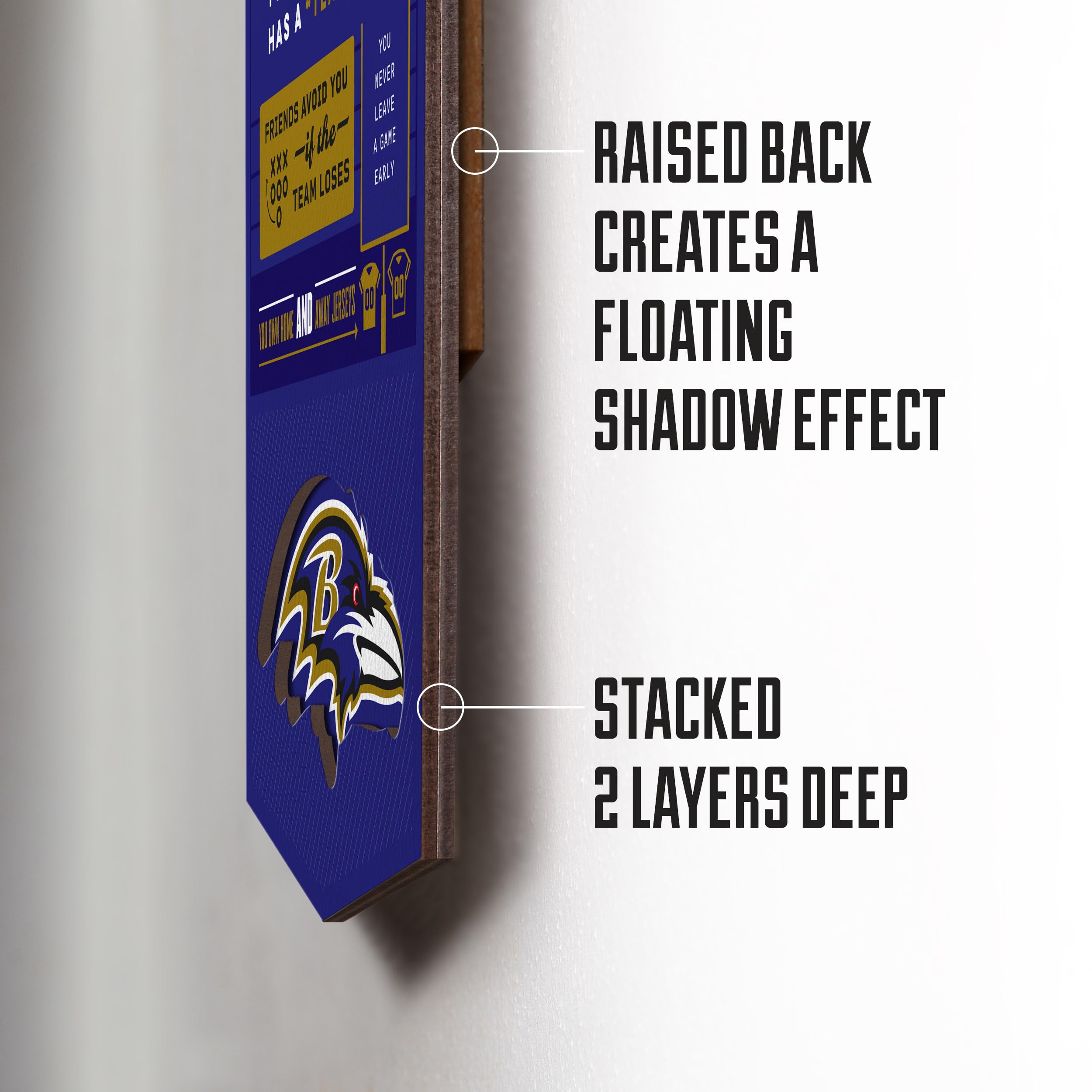 YouTheFan Officially-licensed NFL Baltimore Ravens 6x19 Top 10 Signs Banner - humorous descriptions - fun sports fan phrases, original design, indoor team wall decor fan gift - Sports Collectibles, Sports Memorabilia, Sports Fan Shop, Sports Gifts