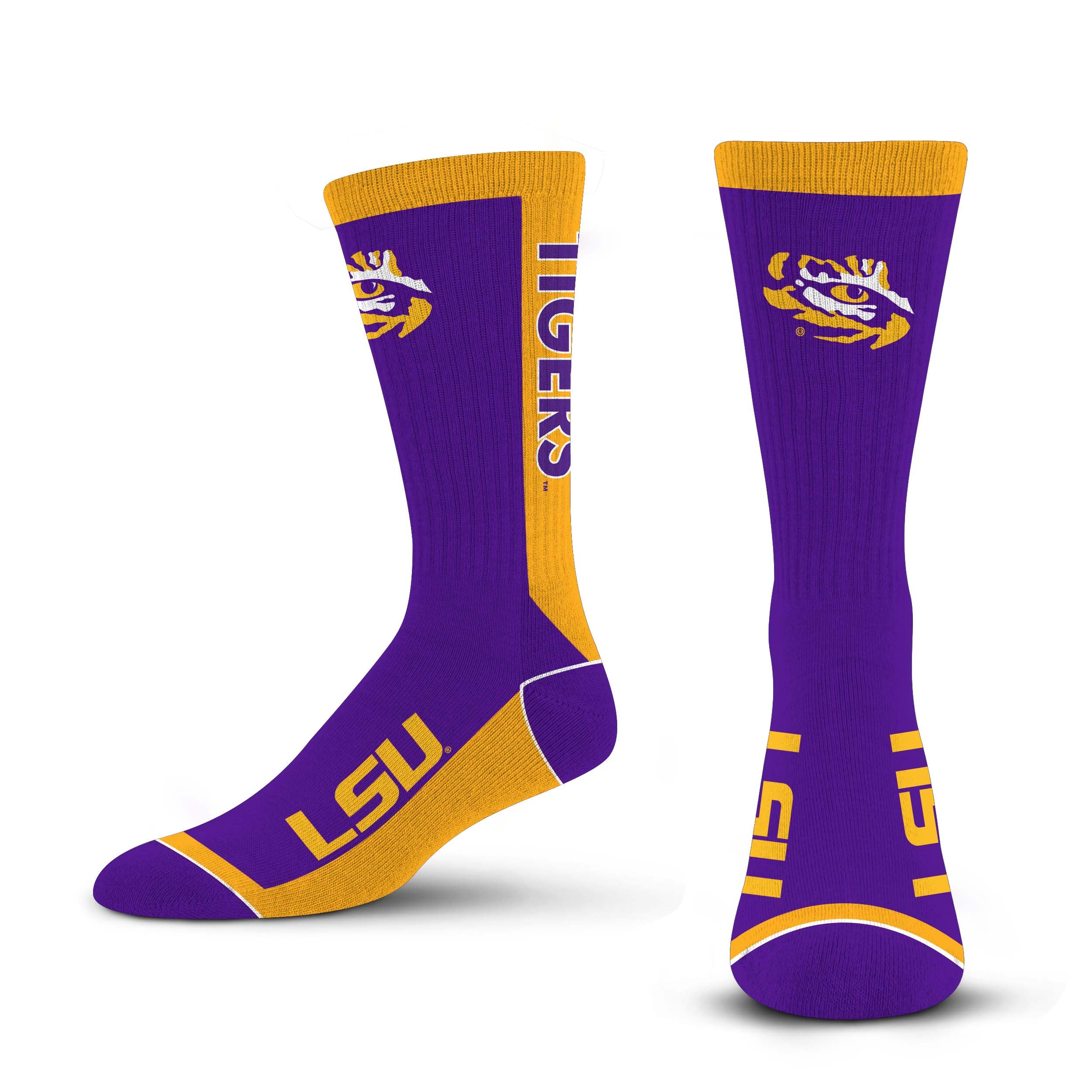 For Bare Feet NCAA LSU TIGERS MVP Crew Sock Team Color Large - Sports Gifts, Sports Memorabilia, Sports Collectibles, Fan Shop