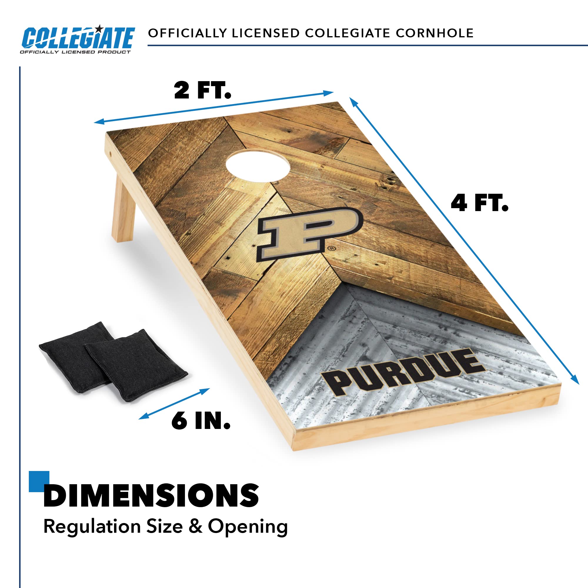 Wild Sports Boilermakers 2' x 4' Regulation Size College Set with Direct Print HD Team Graphics Great Gift for Any NCAA Fan! Bean Bag Toss Family Outdoor Game - Sports Collectibles, Sports Memorabilia, Sports Fan Shop, Sports Gifts