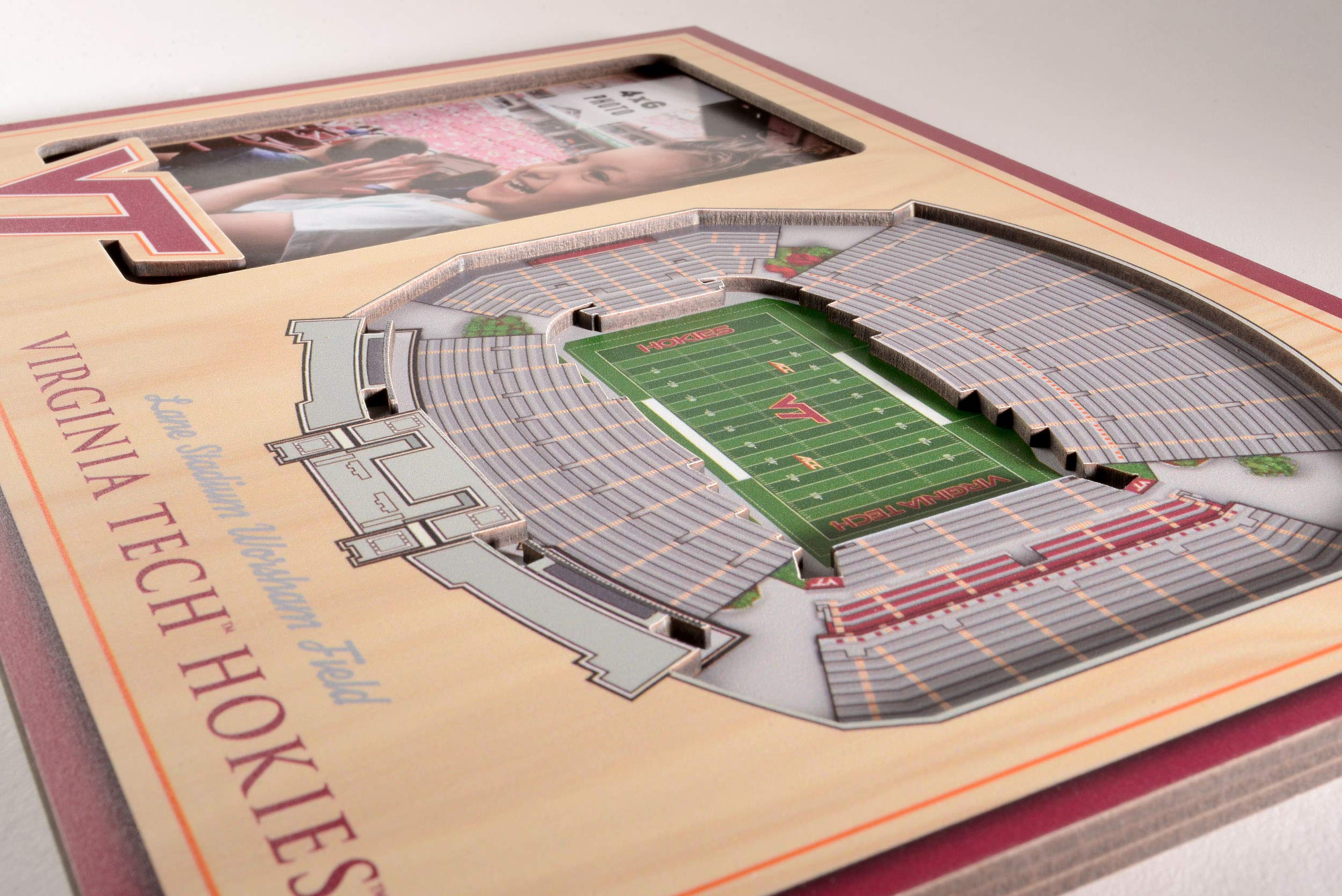 YouTheFan NCAA Virginia Tech Hokies 3D StadiumView Picture Frame - Lane Stadium Worsham Field, 12" x 8" - Sports Collectibles, Sports Memorabilia, Sports Fan Shop, Sports Gifts