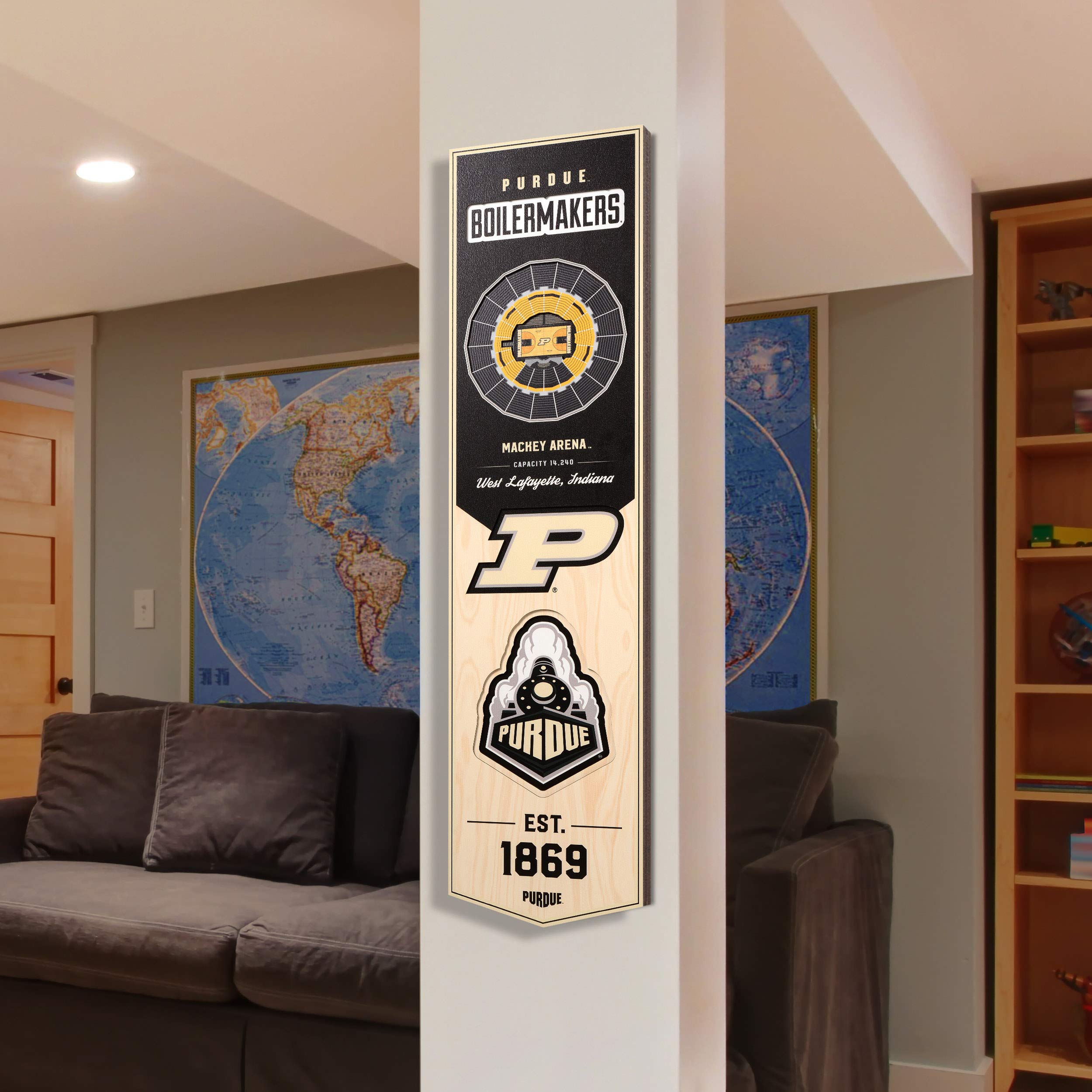 YouTheFan NCAA Purdue Boilermakers BB 3D Stadium 8x32 Banner - Mackey Arena - Sports Collectibles, Sports Memorabilia, Sports Fan Shop, Sports Gifts