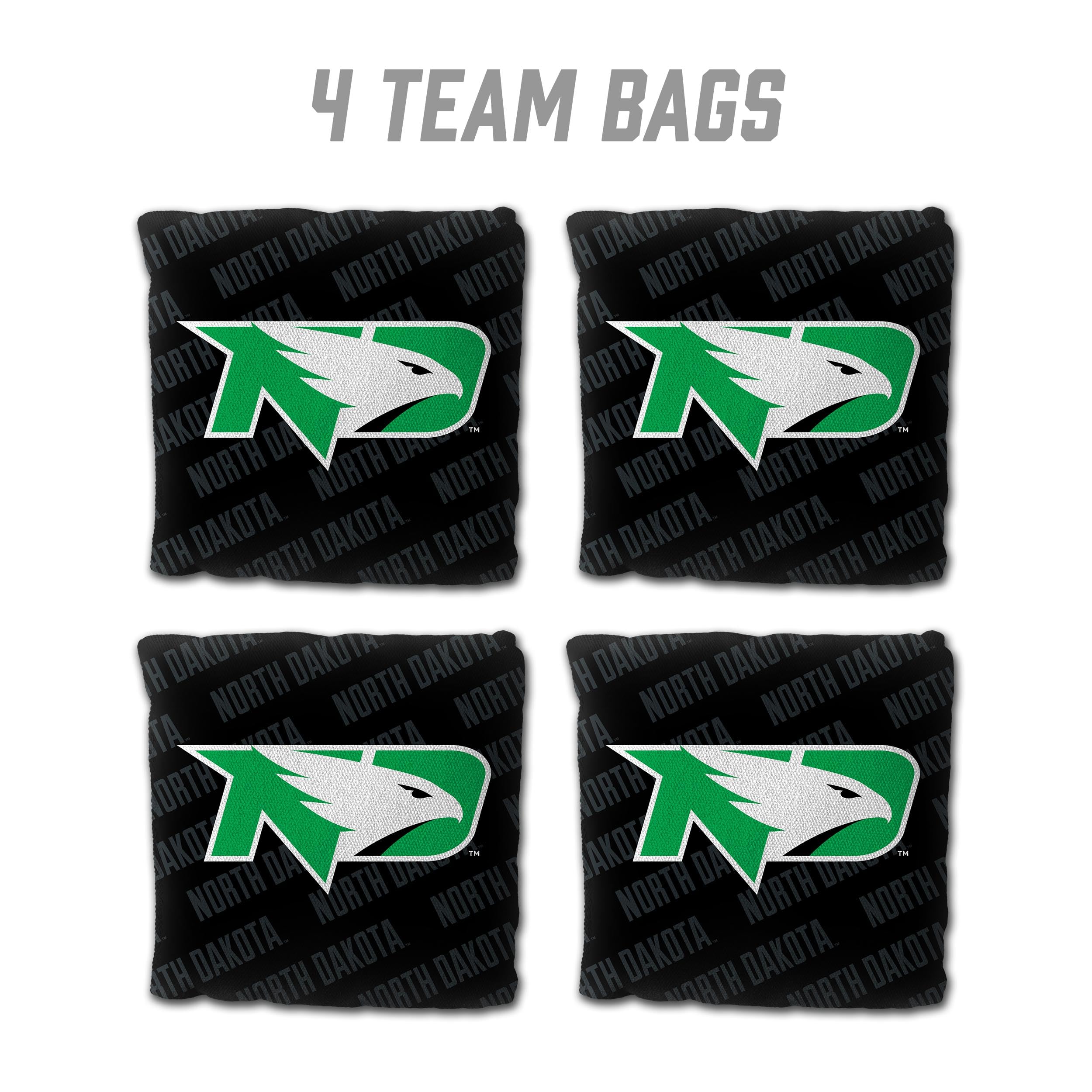 YouTheFan NCAA North Dakota Fighting Hawk Cornhole Bags - 4PK - Black - Sports Collectibles, Sports Memorabilia, Sports Fan Shop, Sports Gifts