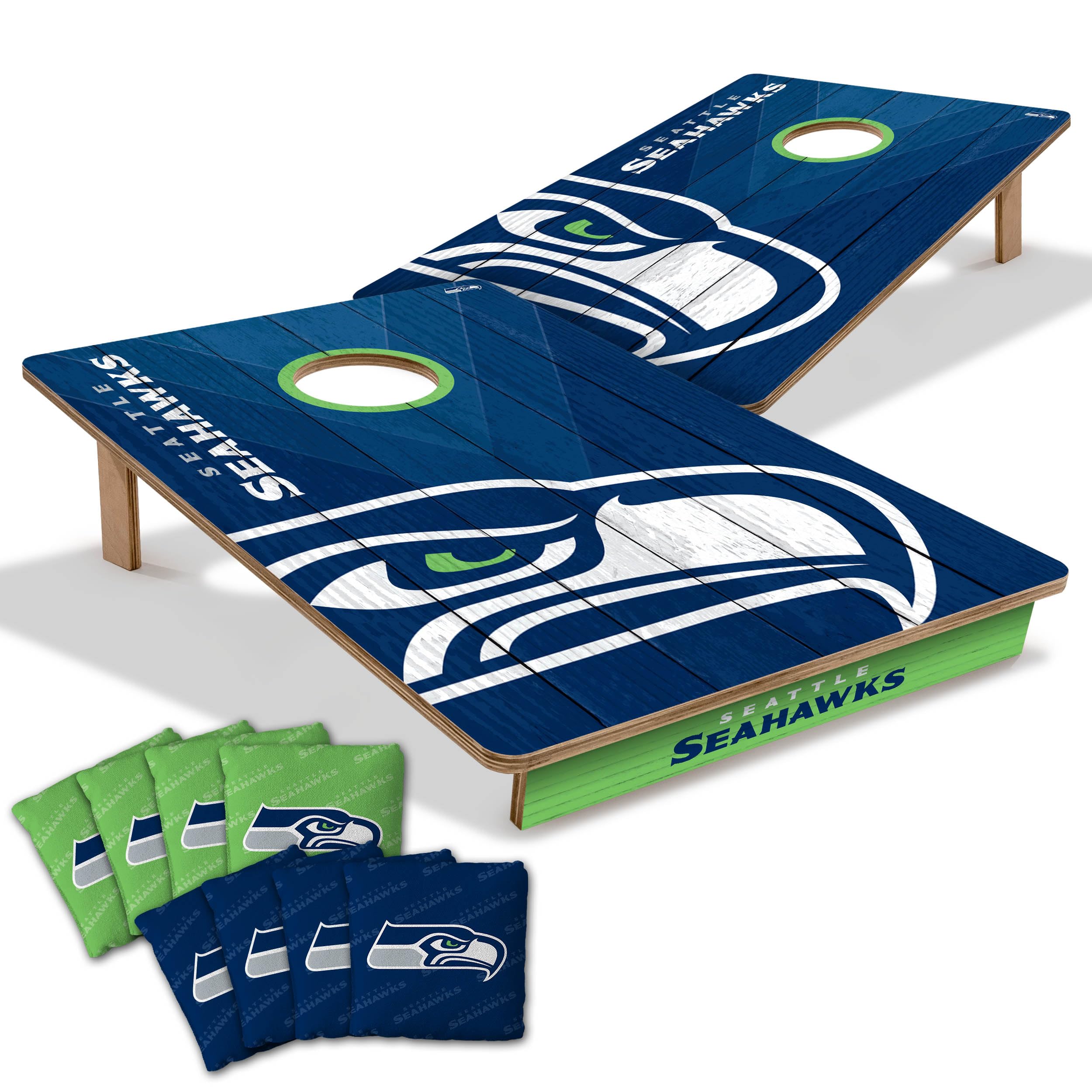 YouTheFan NFL Seattle Seahawks 2’ x 3’ Wood Cornhole Game with Logo Bags - Sports Collectibles, Sports Memorabilia, Sports Fan Shop, Sports Gifts