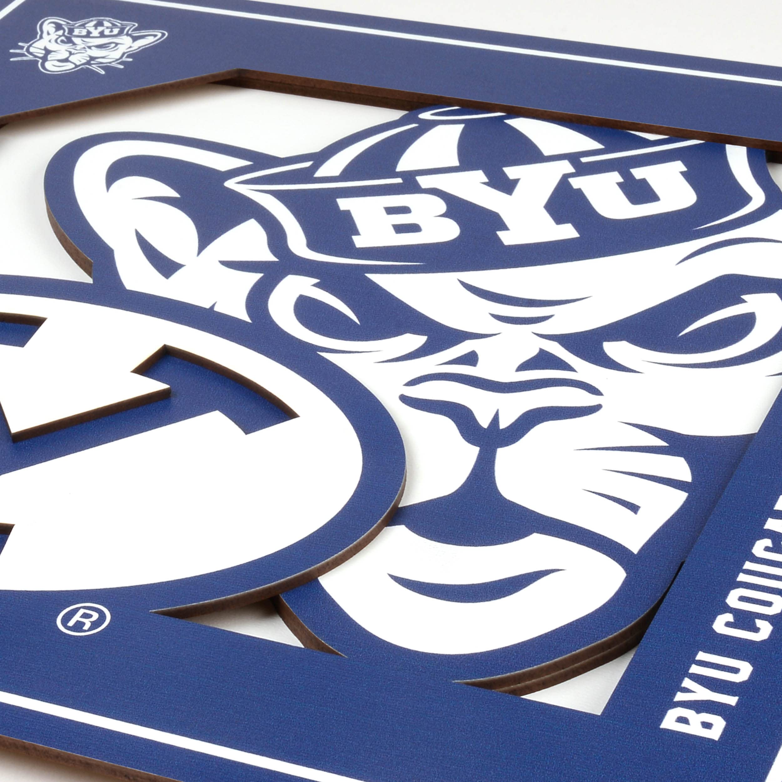 YouTheFan NCAA BYU Cougars 3D Logo Series Wall Art - 12x12 - Sports Collectibles, Sports Memorabilia, Sports Fan Shop, Sports Gifts