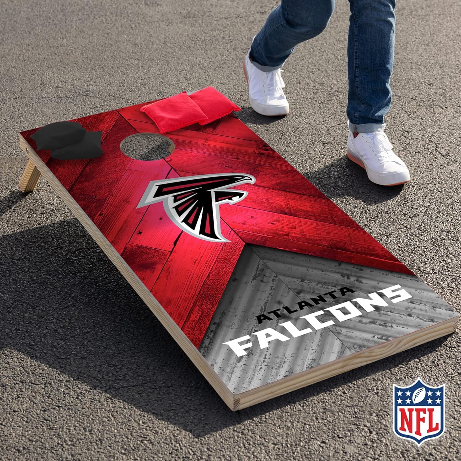Wild Sports NFL Atlanta Falcons 2' x 4' Regulation Size Solid Wood Cornhole Set with Direct Print HD Team Graphics - Sports Collectibles, Sports Memorabilia, Sports Fan Shop, Sports Gifts