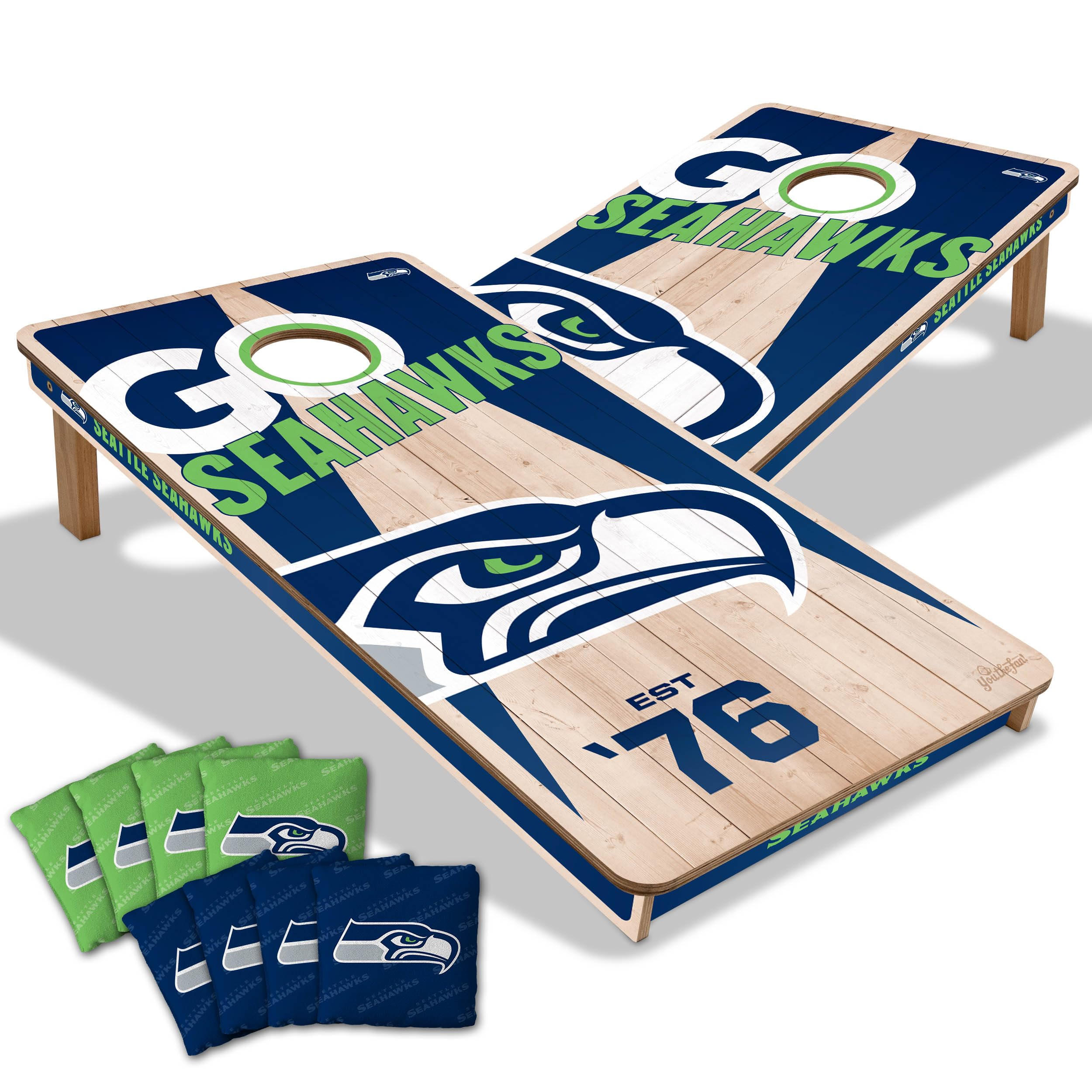 YouTheFan NFL Seattle Seahawks 2’ x 4’ Professional Wood Cornhole Game with Logo Bags - Sports Collectibles, Sports Memorabilia, Sports Fan Shop, Sports Gifts