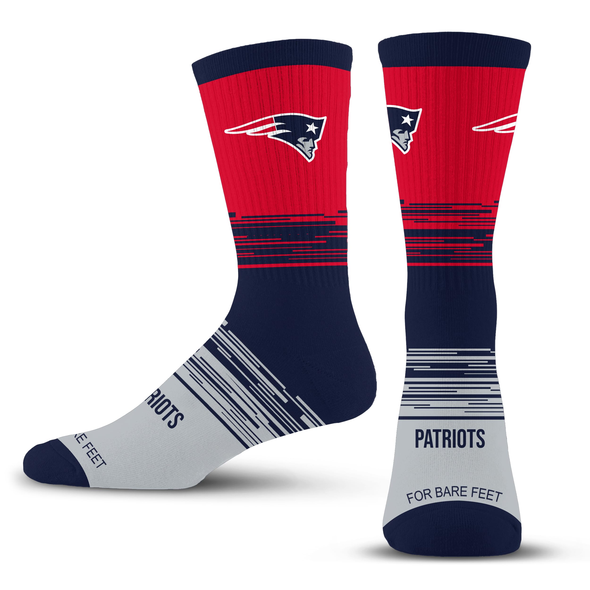 For Bare Feet NFL NEW ENGLAND PATRIOTS Elevate Premium Dress Crew Sock Team Color Large - Sports Gifts, Sports Memorabilia, Sports Collectibles, Fan Shop