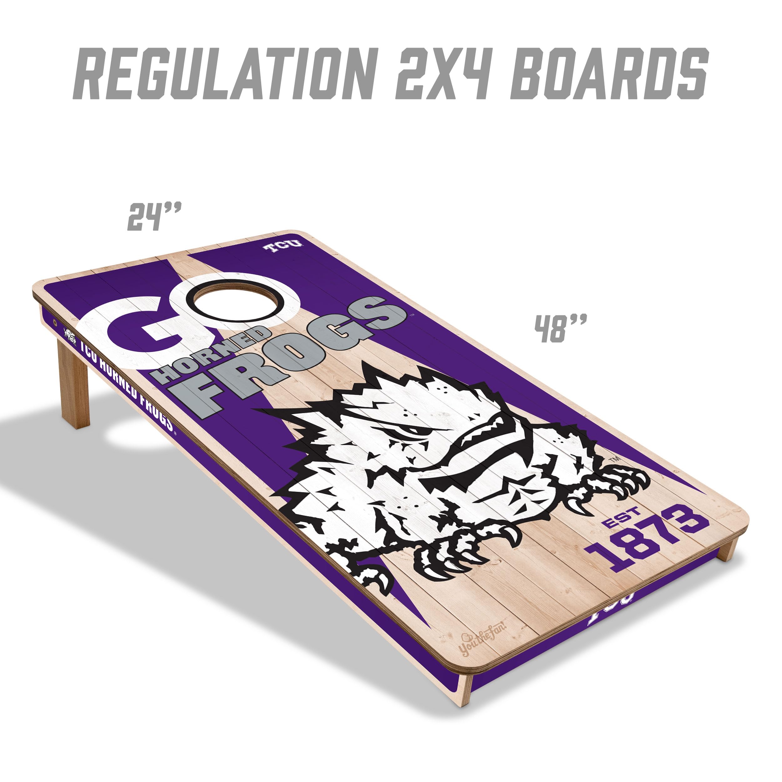 YouTheFan NCAA TCU Horned Frogs 2’ x 4’ Professional Wood Cornhole Game with Logo Bags - Sports Collectibles, Sports Memorabilia, Sports Fan Shop, Sports Gifts