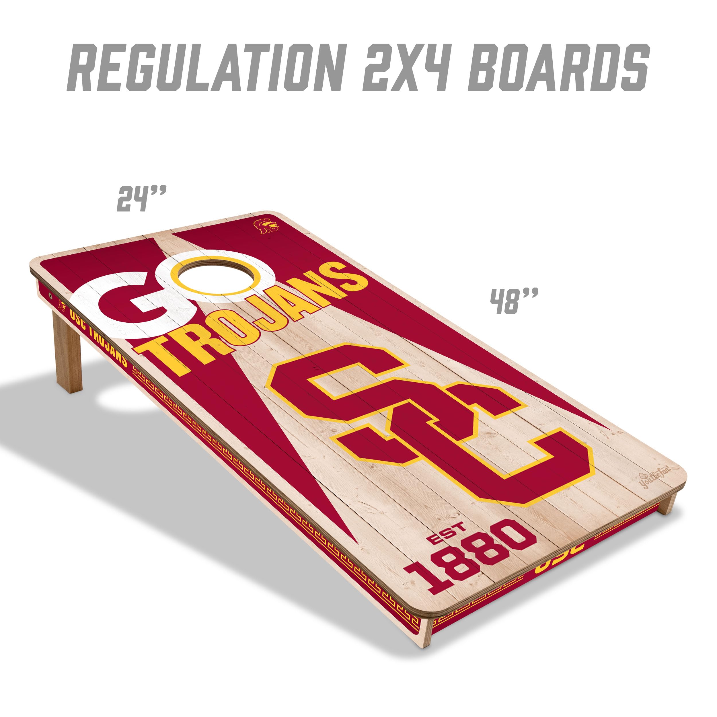 YouTheFan NCAA USC Trojans 2’ x 4’ Professional Wood Cornhole Game with Logo Bags - Sports Collectibles, Sports Memorabilia, Sports Fan Shop, Sports Gifts