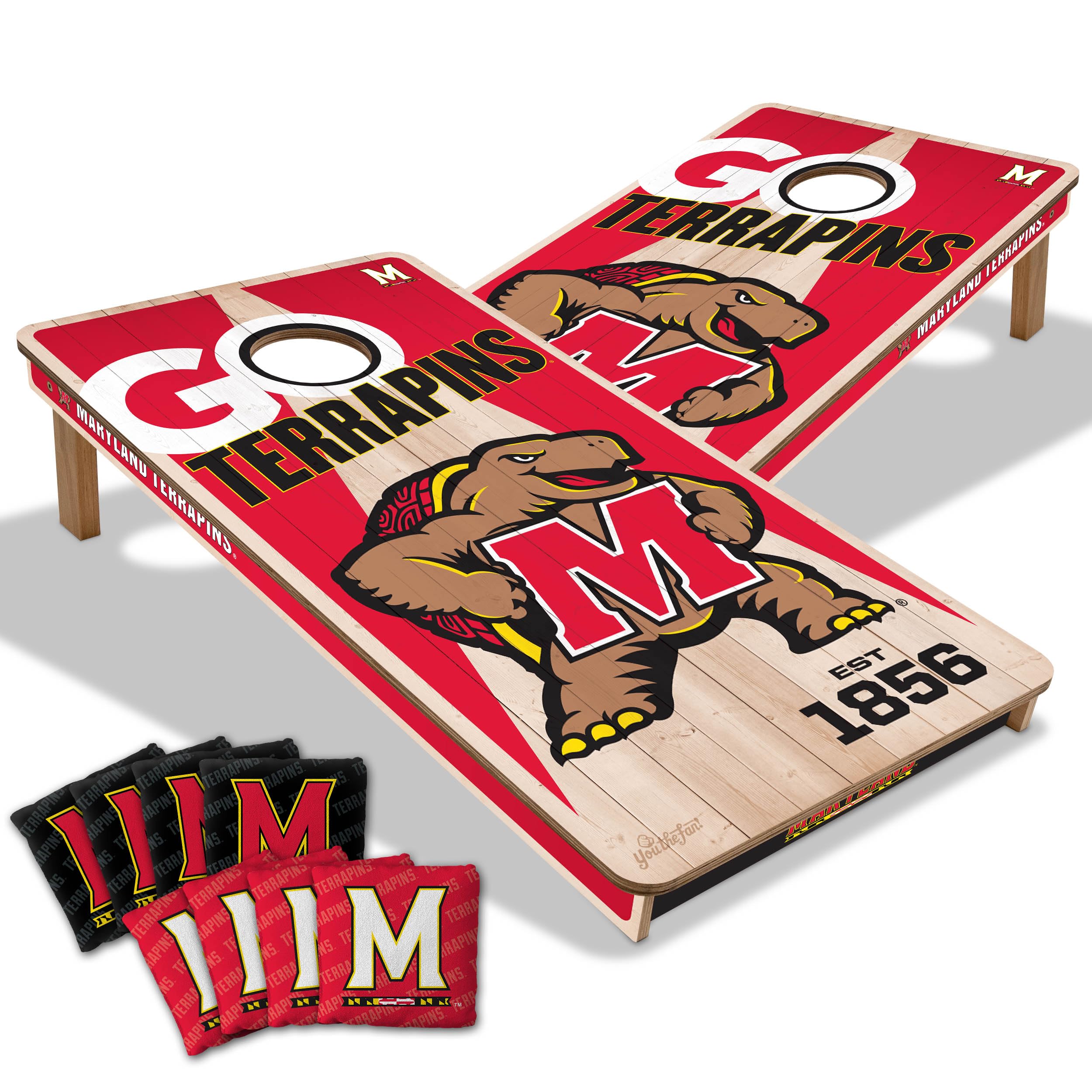 YouTheFan NCAA Maryland Terrapins 2’ x 4’ Professional Wood Cornhole Game with Logo Bags - Sports Collectibles, Sports Memorabilia, Sports Fan Shop, Sports Gifts