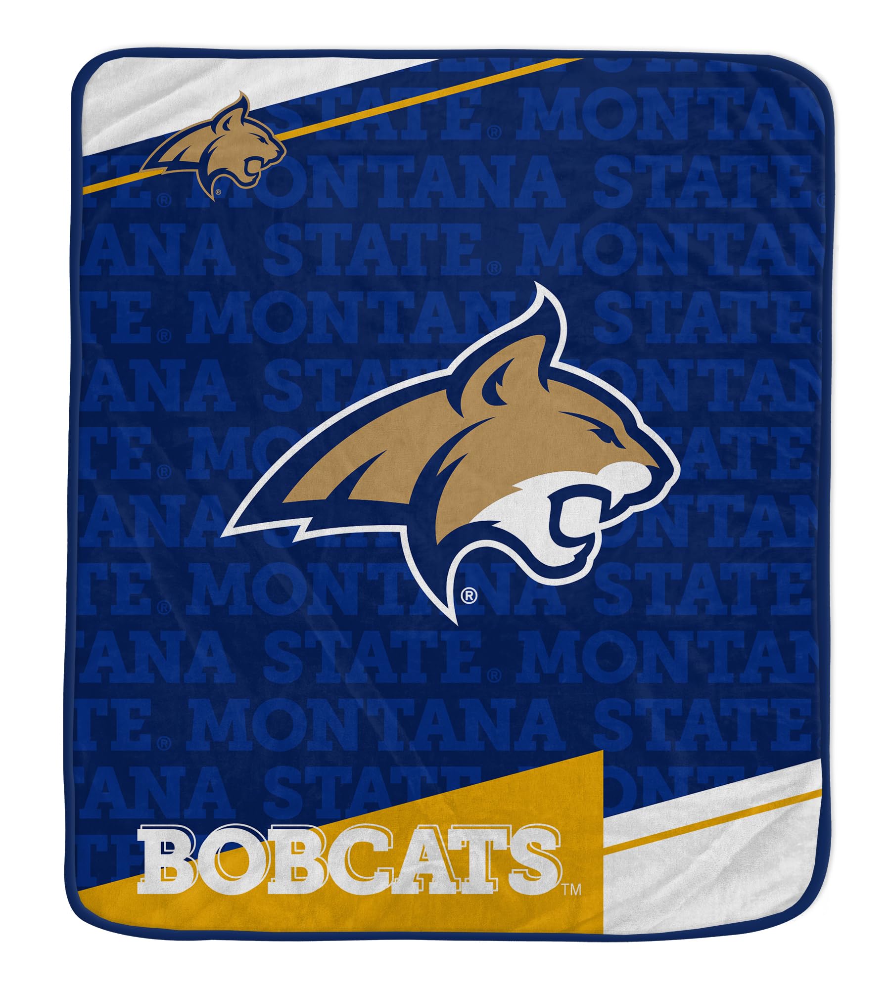 Pegasus Sports NCAA Montana State Bobcats Diagonal Ghost Ultra Soft Blanket - Sports Gifts, Sports Memorabilia, Sports Collectibles, Fan Shop