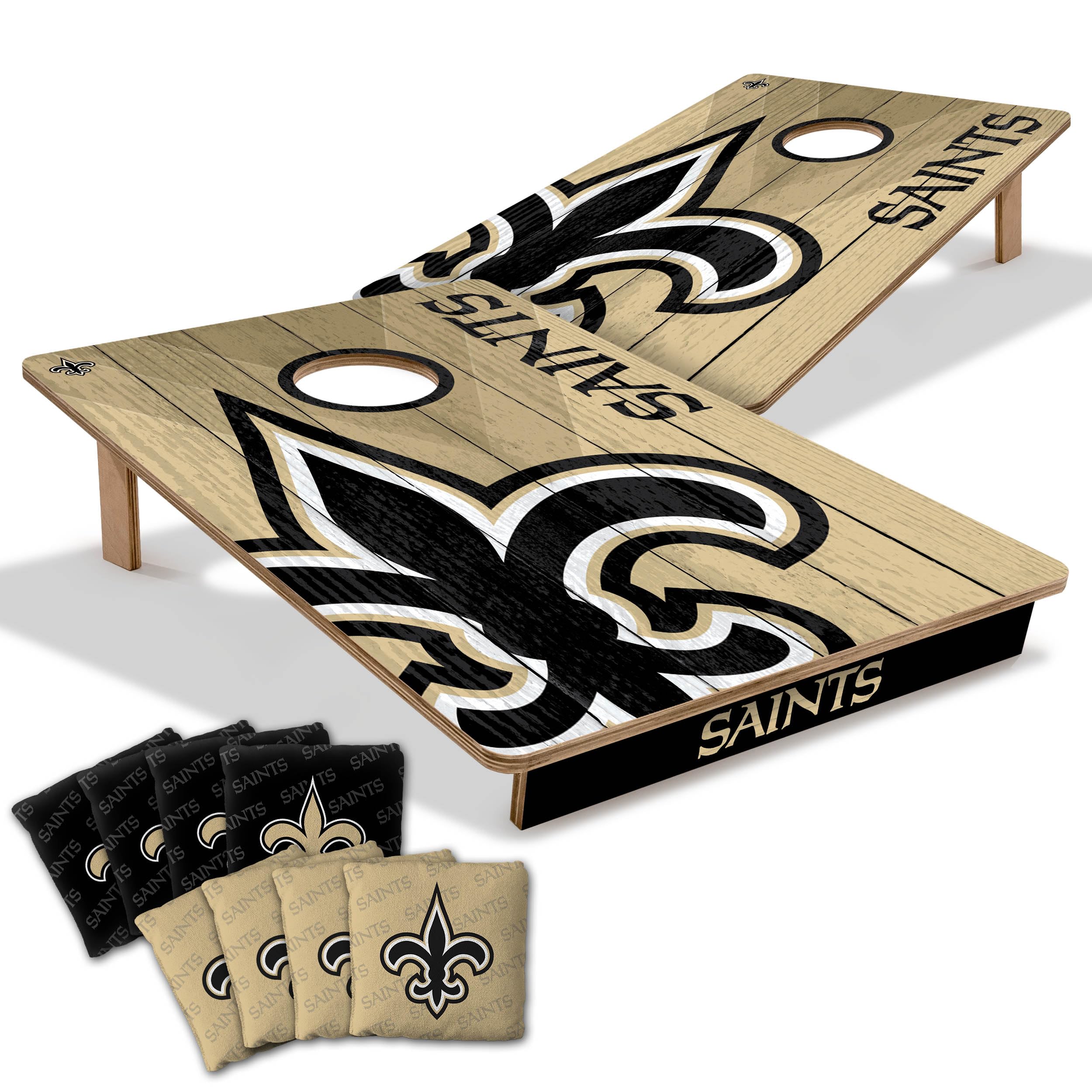 YouTheFan NFL New Orleans Saints 2’ x 3’ Wood Cornhole Game with Logo Bags - Sports Collectibles, Sports Memorabilia, Sports Fan Shop, Sports Gifts