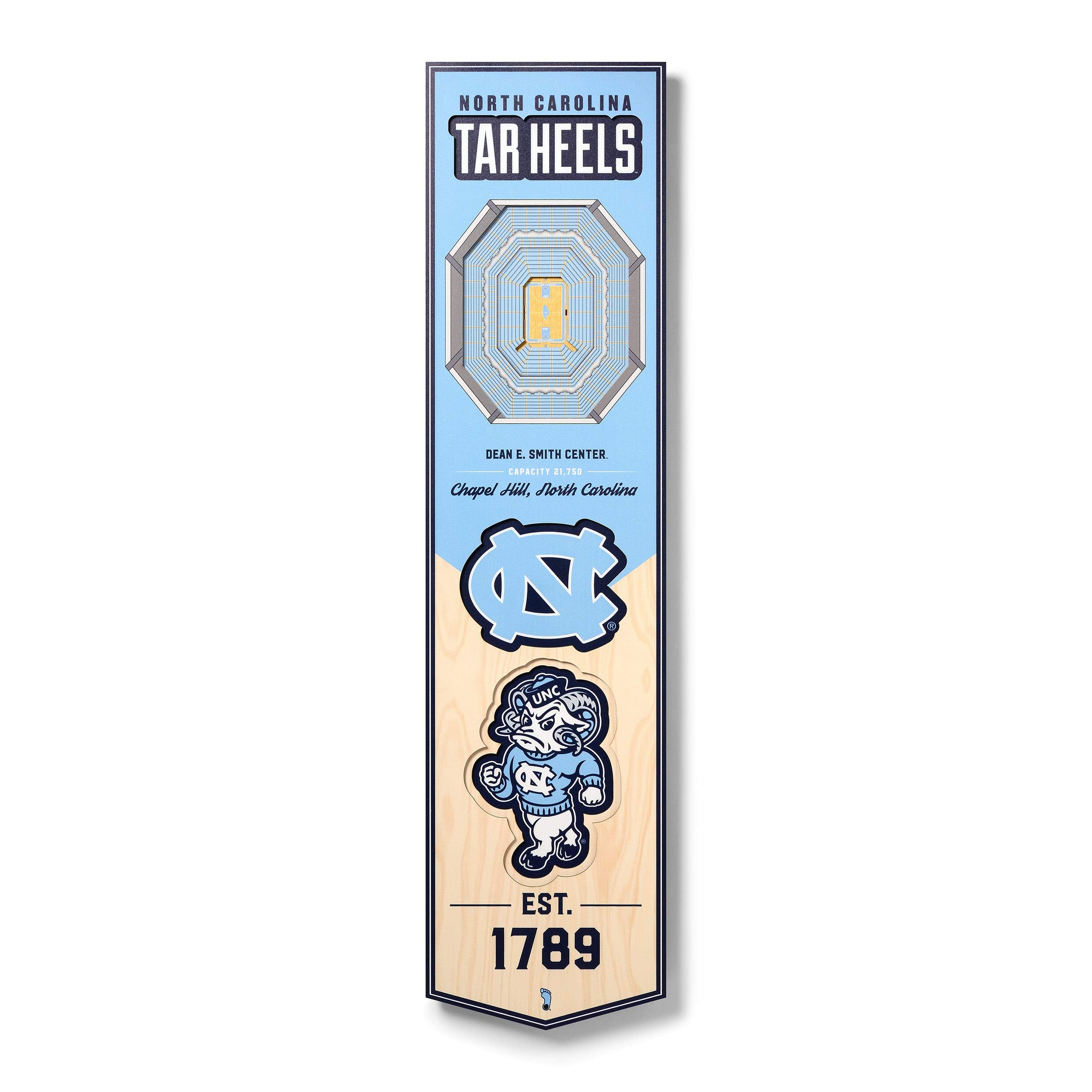 YouTheFan NCAA North Carolina Tar Heels 3D Stadium 8x32 Banner - Dean E. Smith Center - Sports Collectibles, Sports Memorabilia, Sports Fan Shop, Sports Gifts