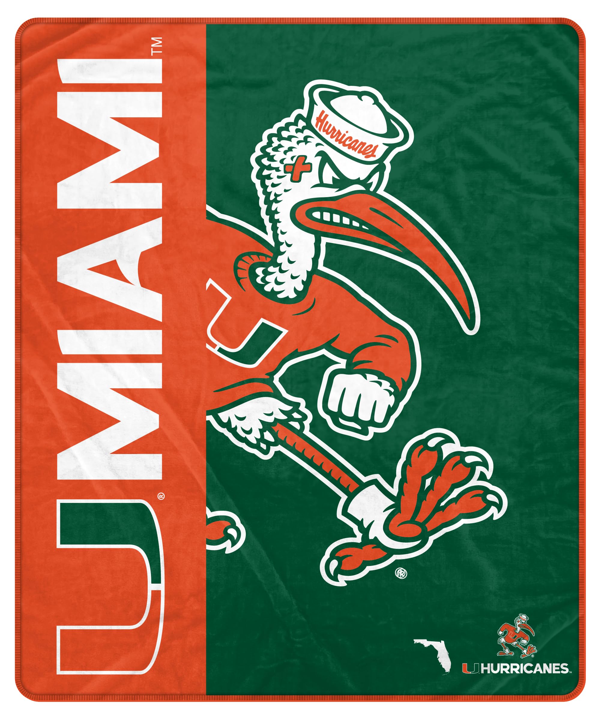 Proformance Home NCAA Miami Hurricanes Endzone Ultra Soft Tailgate Throw - Sports Gifts, Sports Memorabilia, Sports Collectibles, Fan Shop