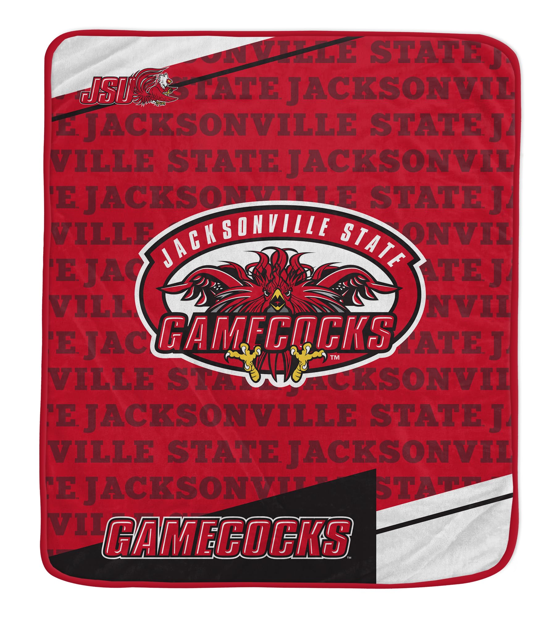 Pegasus Sports NCAA Jacksonville State Gamecocks Diagonal Ghost Ultra Soft Blanket - Sports Gifts, Sports Memorabilia, Sports Collectibles, Fan Shop