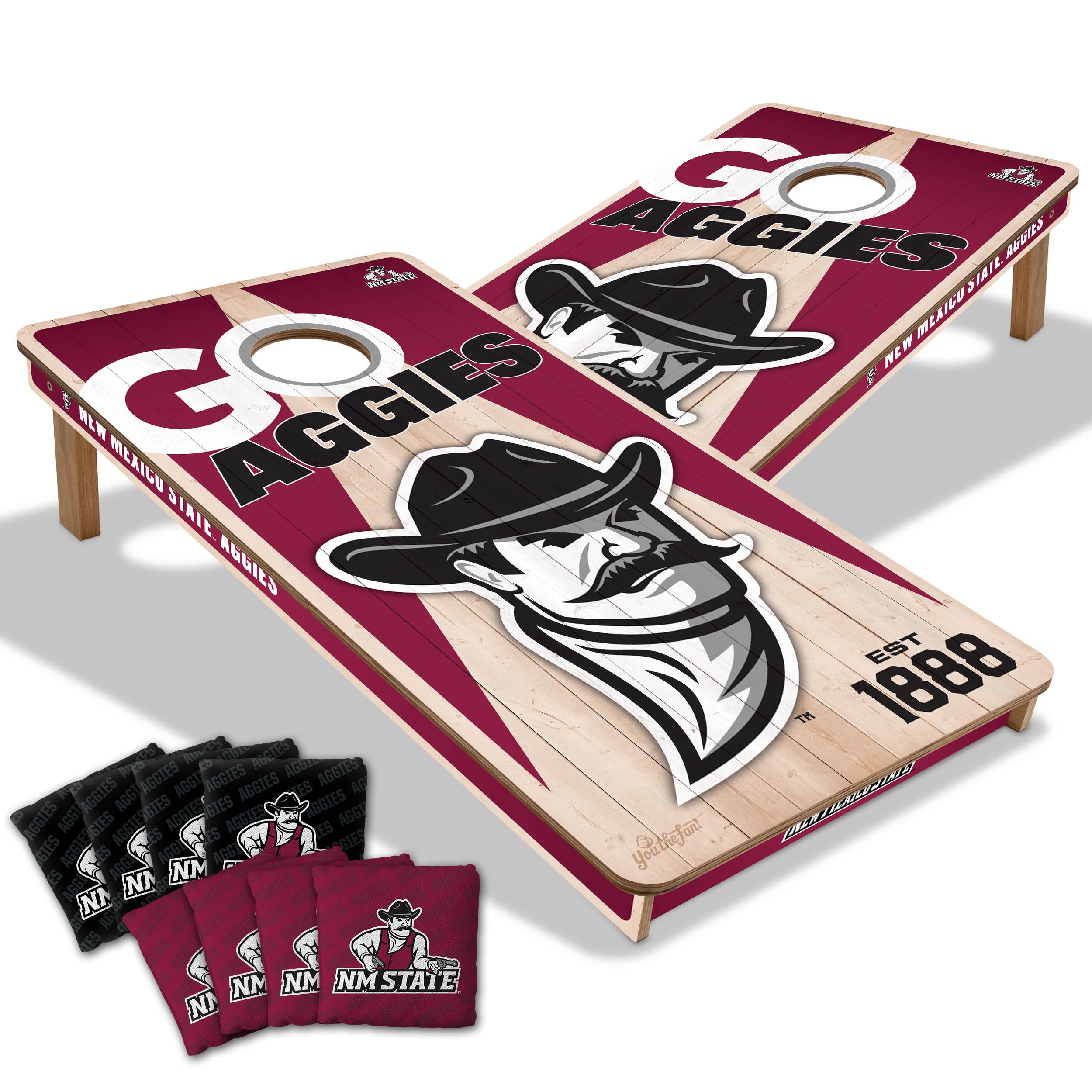 YouTheFan NCAA New Mexico State Aggies 2’ x 4’ Professional Wood Cornhole Game with Logo Bags - Sports Collectibles, Sports Memorabilia, Sports Fan Shop, Sports Gifts