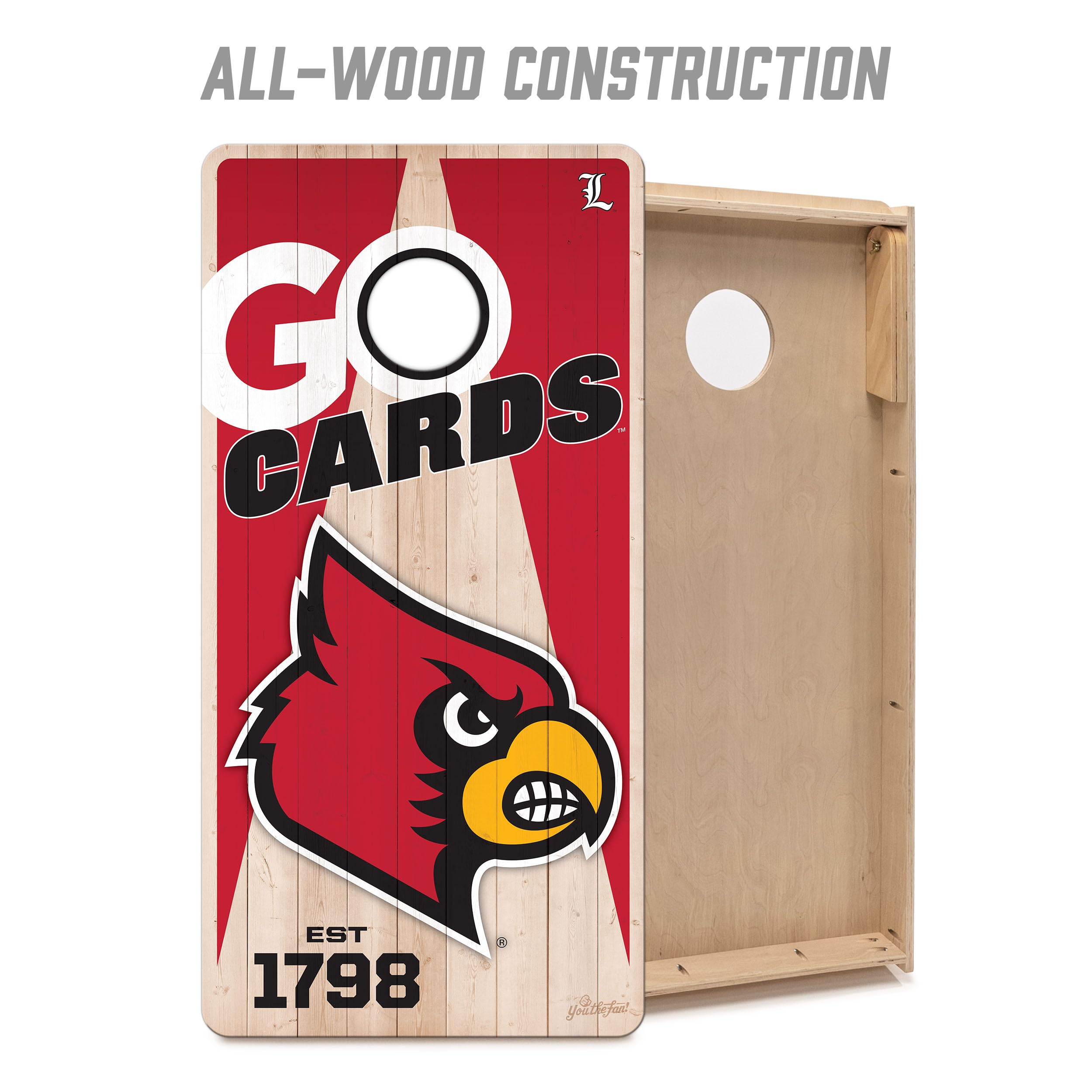 YouTheFan NCAA Louisville Cardinals 2’ x 4’ Professional Wood Cornhole Game with Logo Bags - Sports Collectibles, Sports Memorabilia, Sports Fan Shop, Sports Gifts