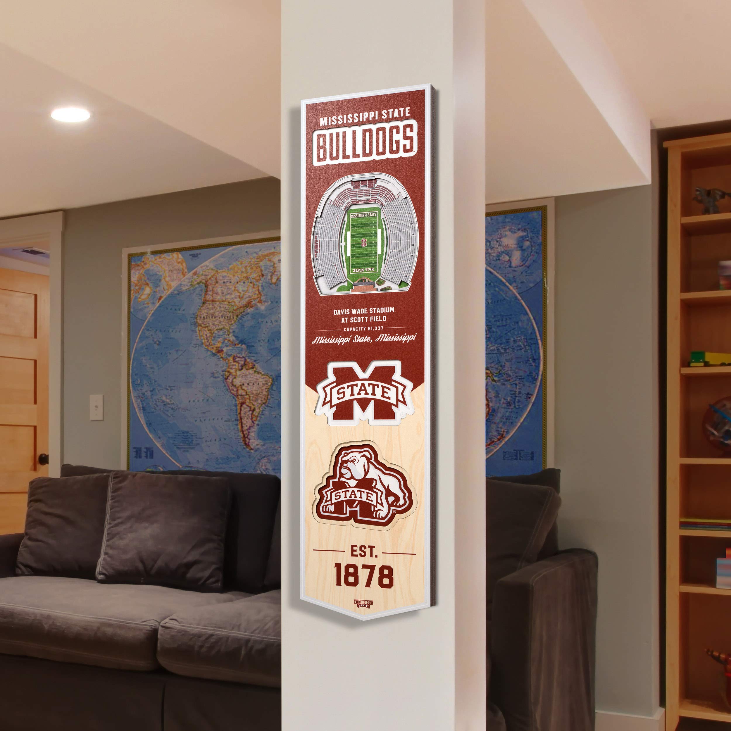 YouTheFan NCAA Mississippi State Bulldogs 3D Stadium 8x32 Banner - Davis Wade Stadium at Scott Field - Sports Collectibles, Sports Memorabilia, Sports Fan Shop, Sports Gifts
