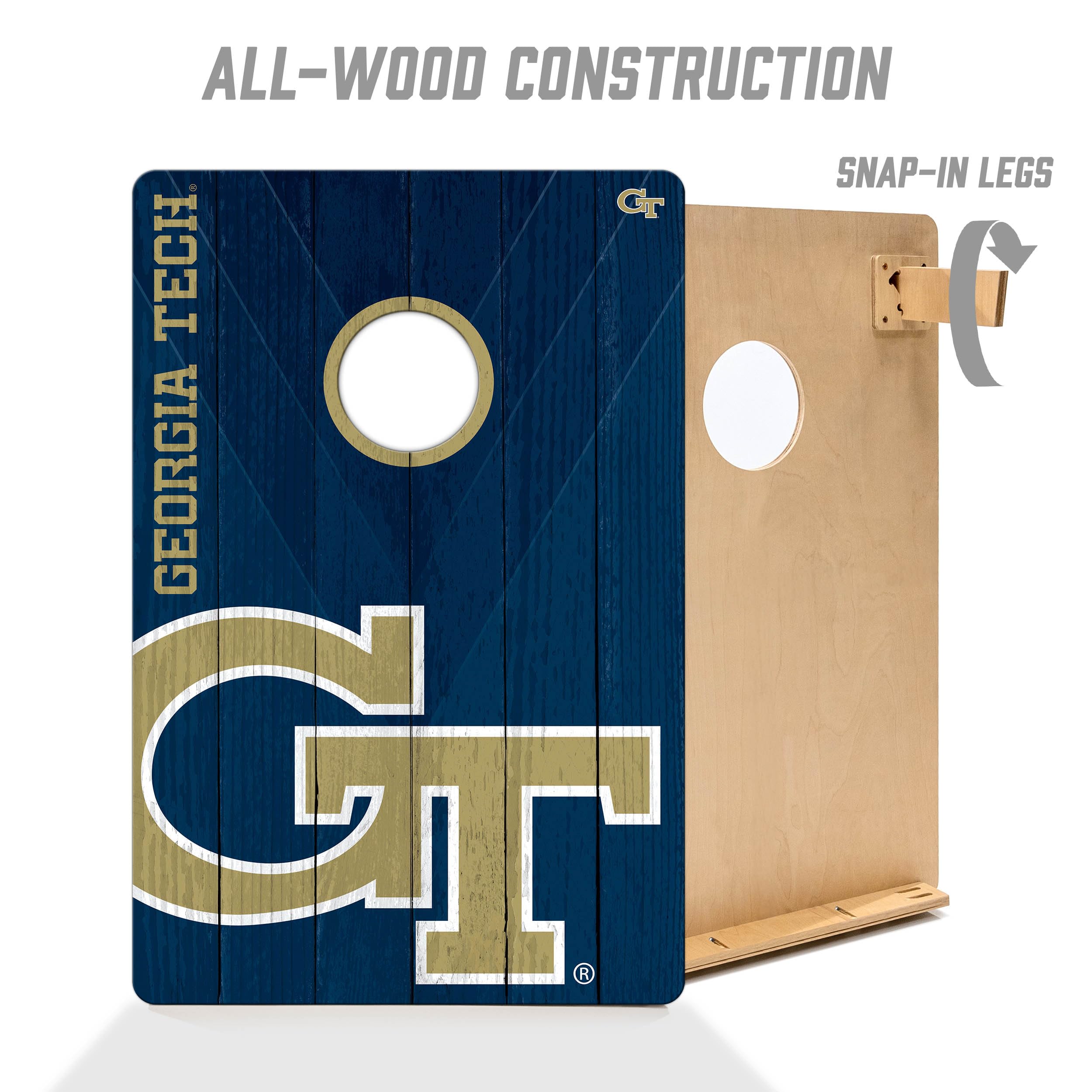 YouTheFan NCAA Georgia Tech Yellow Jackets 2’ x 3’ Wood Cornhole Game with Logo Bags - Sports Collectibles, Sports Memorabilia, Sports Fan Shop, Sports Gifts