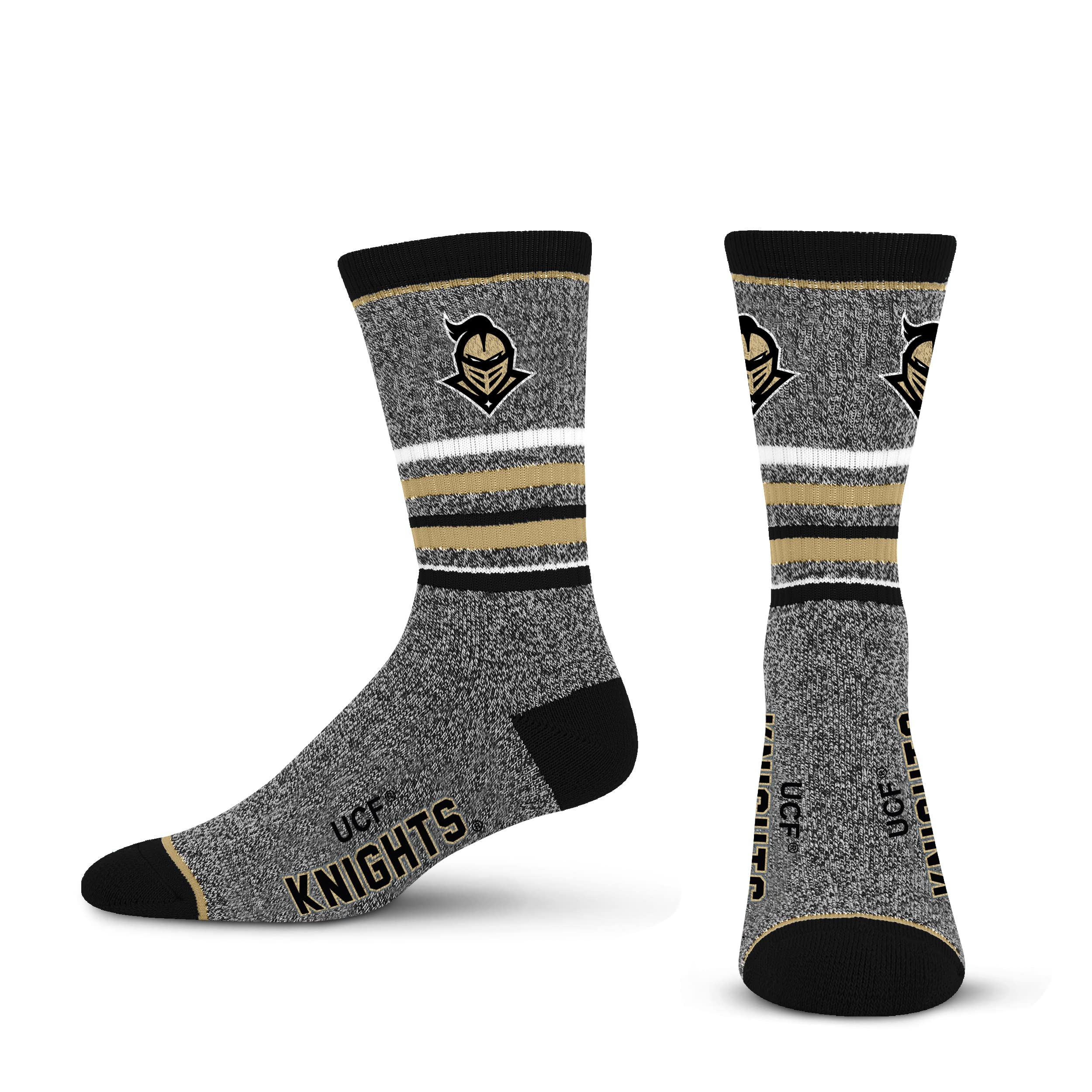 For Bare Feet Mens NCAA Central Florida Knights 5 Star Crew Sock Marble Grey Large - Sports Gifts, Sports Memorabilia, Sports Collectibles, Fan Shop