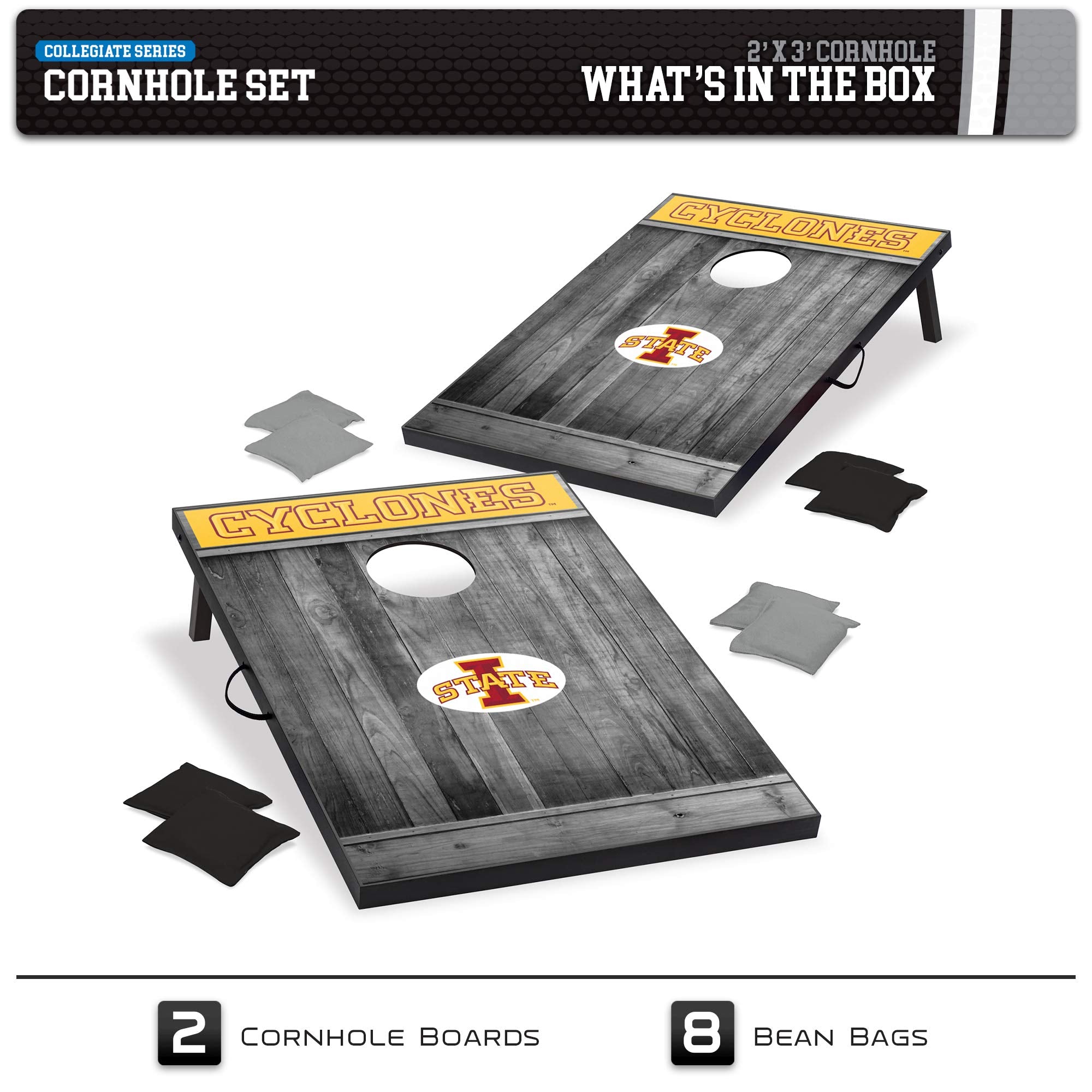 Wild Sports 2'x3' MDF Wood NCAA College Iowa State Cyclones Cornhole Set - Sports Collectibles, Sports Memorabilia, Sports Fan Shop, Sports Gifts