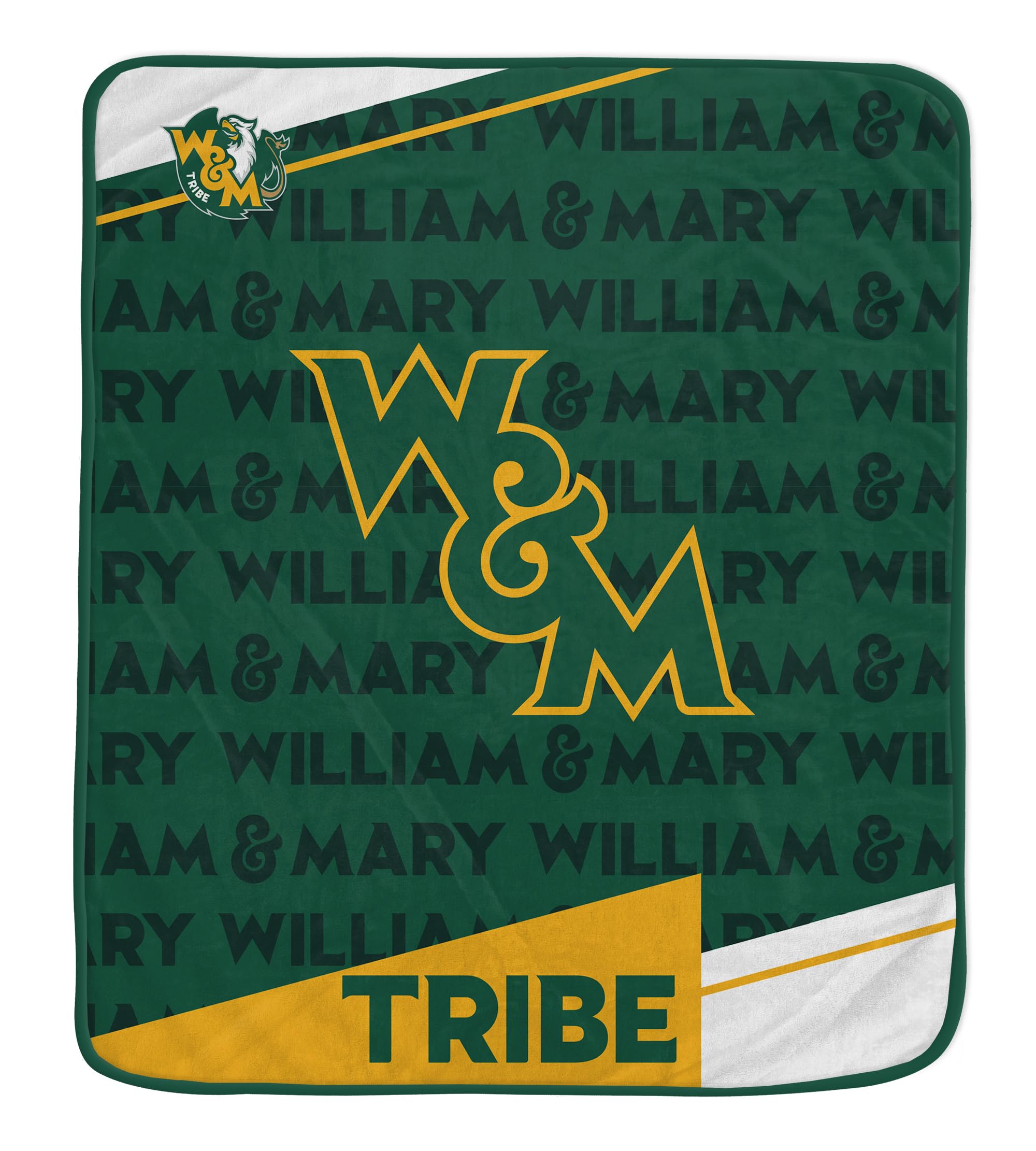 Pegasus Sports NCAA William & Mary Tribe Diagonal Ghost Ultra Soft Blanket - Sports Gifts, Sports Memorabilia, Sports Collectibles, Fan Shop