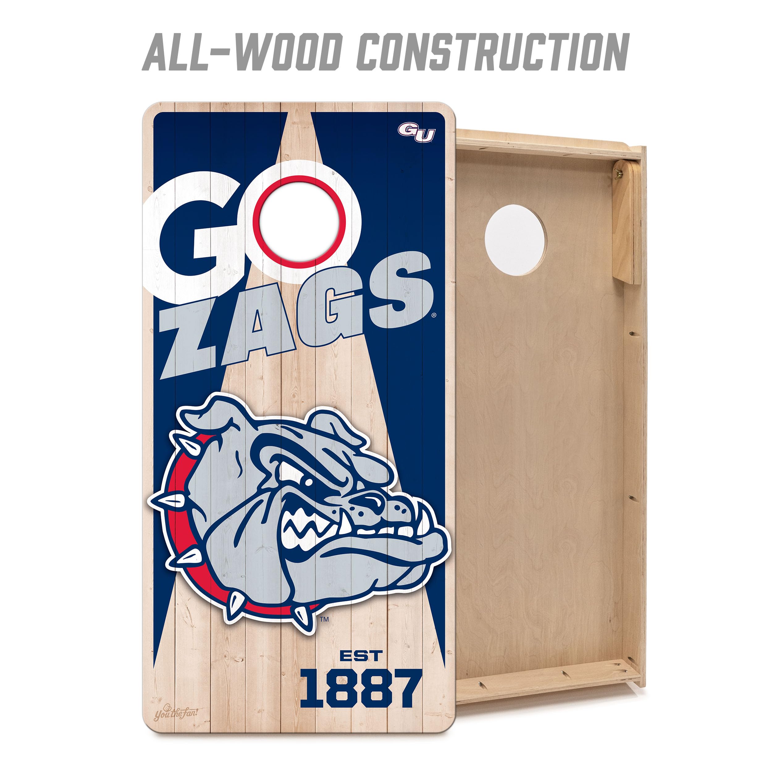 YouTheFan NCAA Gonzaga Bulldogs 2’ x 4’ Professional Wood Cornhole Game with Logo Bags - Sports Collectibles, Sports Memorabilia, Sports Fan Shop, Sports Gifts